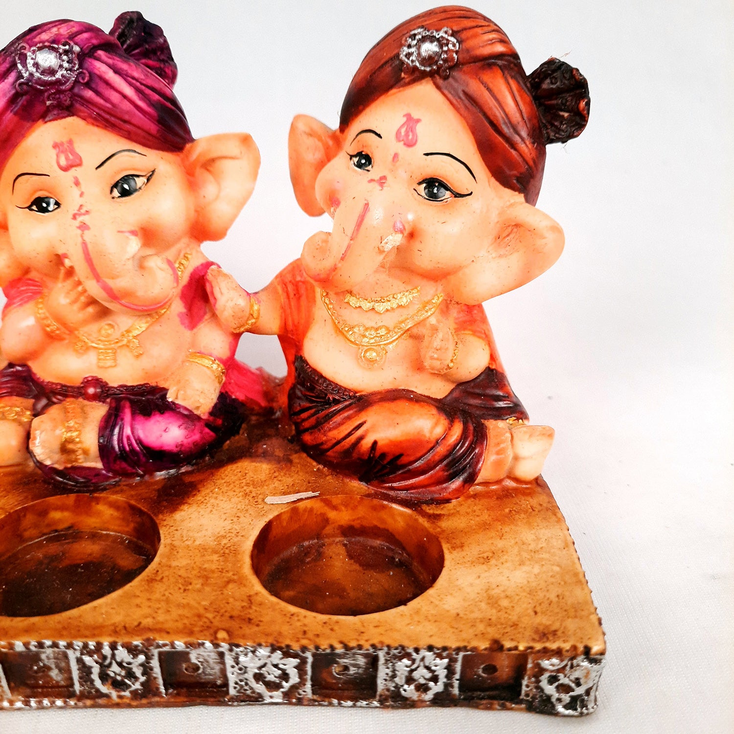 Ganpati Murti | Ganesha Candle Holder - For Home Decor & Gifts - 5 Inch- Apkamart #Color_Multicolour