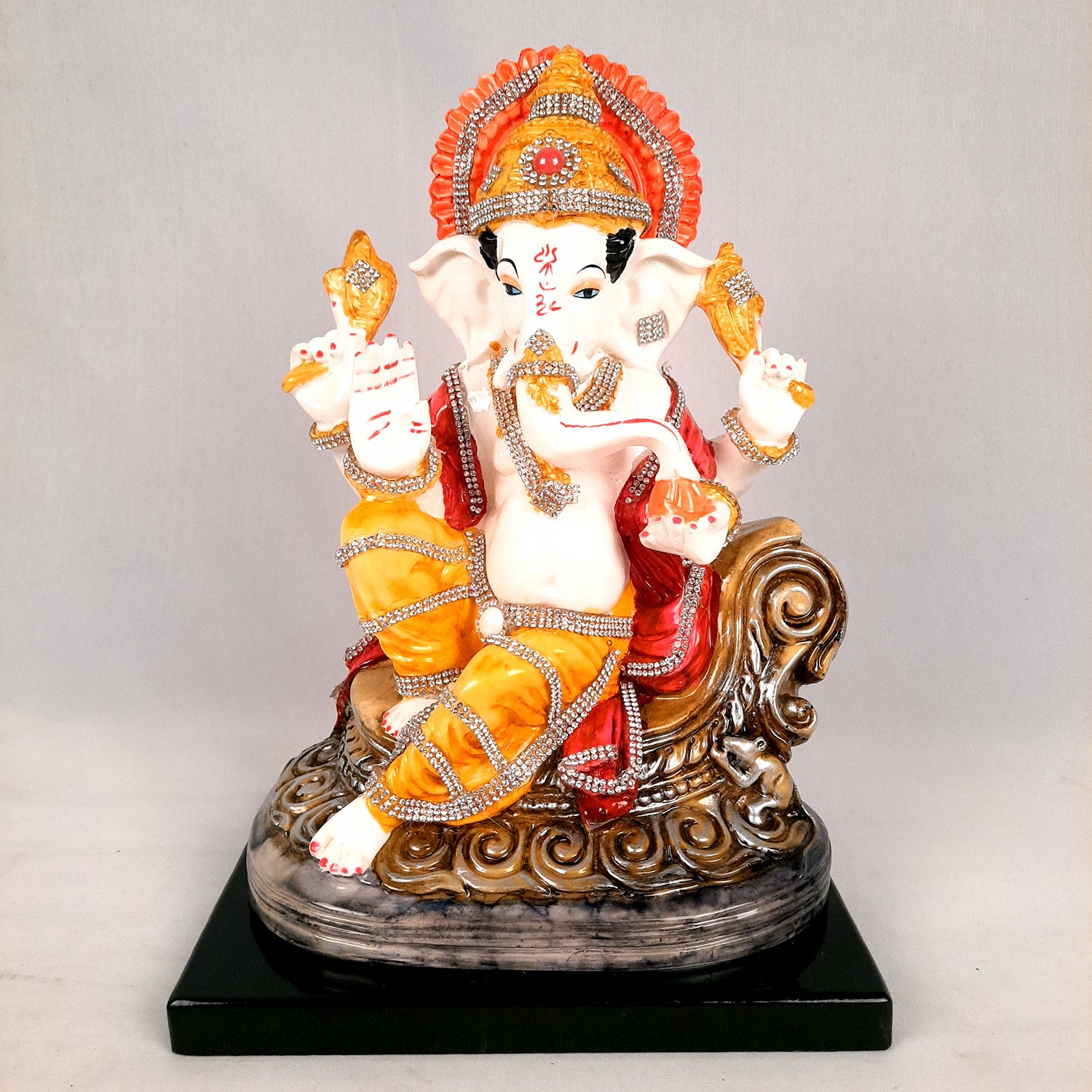 Sinhasan Ganpati Idol | Ganesh Murti for Ganesh Chaturthi - 11 Inch- apkamart