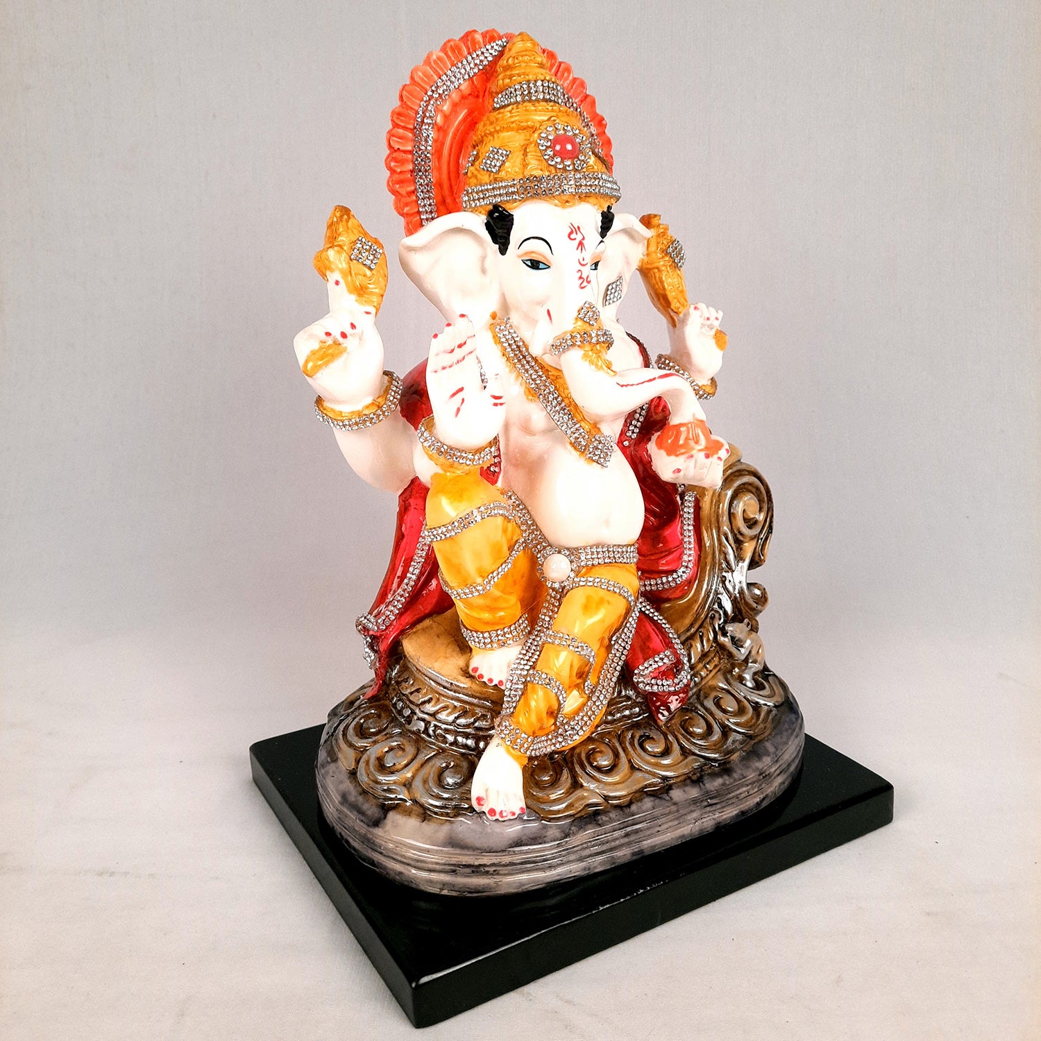 Sinhasan Ganpati Idol | Ganesh Murti for Ganesh Chaturthi - 11 Inch- apkamart