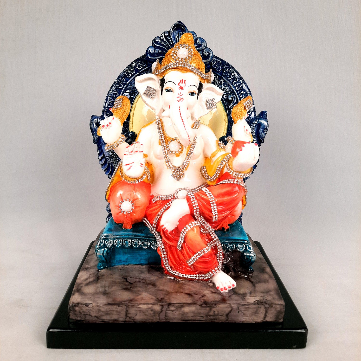 Sinhasan Ganpati Murti | Ganesh Statue for Home & Pooja - 10 Inch- apkamart