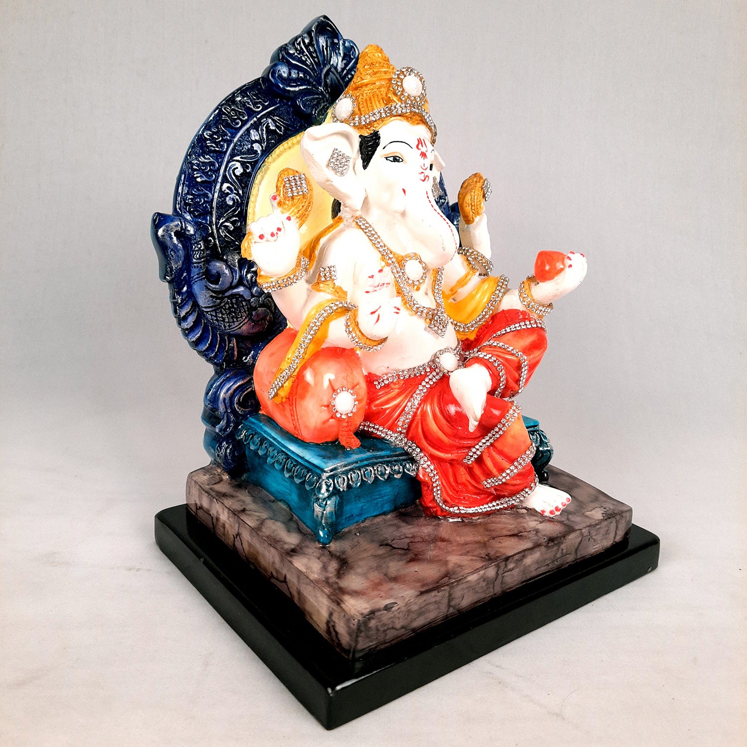 Sinhasan Ganpati Murti | Ganesh Statue for Home & Pooja - 10 Inch- apkamart