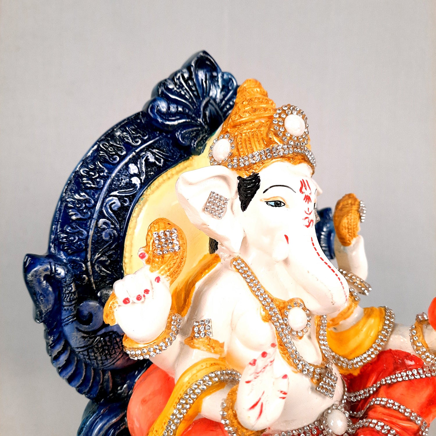 Sinhasan Ganpati Murti | Ganesh Statue for Home & Pooja - 10 Inch- apkamart