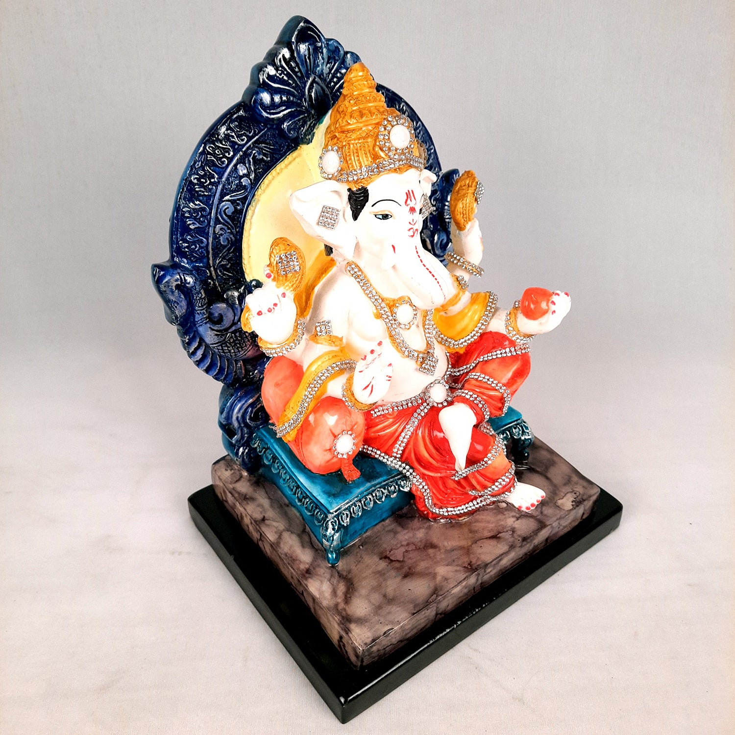 Sinhasan Ganpati Murti | Ganesh Statue for Home & Pooja - 10 Inch- apkamart