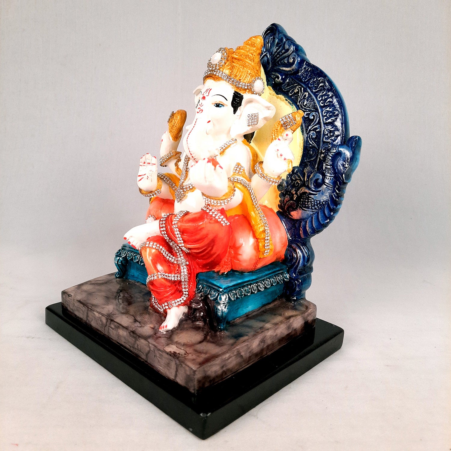 Sinhasan Ganpati Murti | Ganesh Statue for Home & Pooja - 10 Inch- apkamart