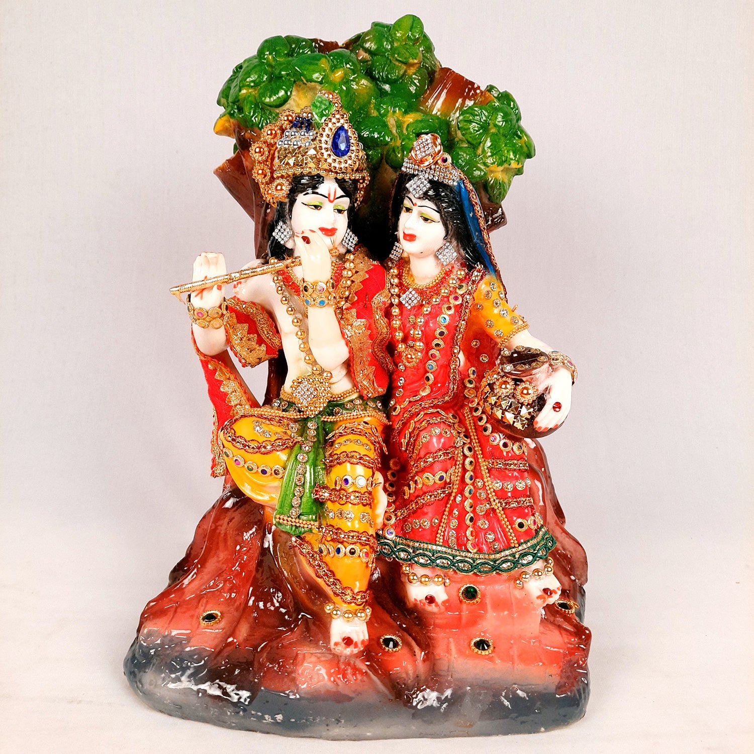 Beautiful Radha Krishna Murti for Home & Pooja - 13 Inches- Apkamart