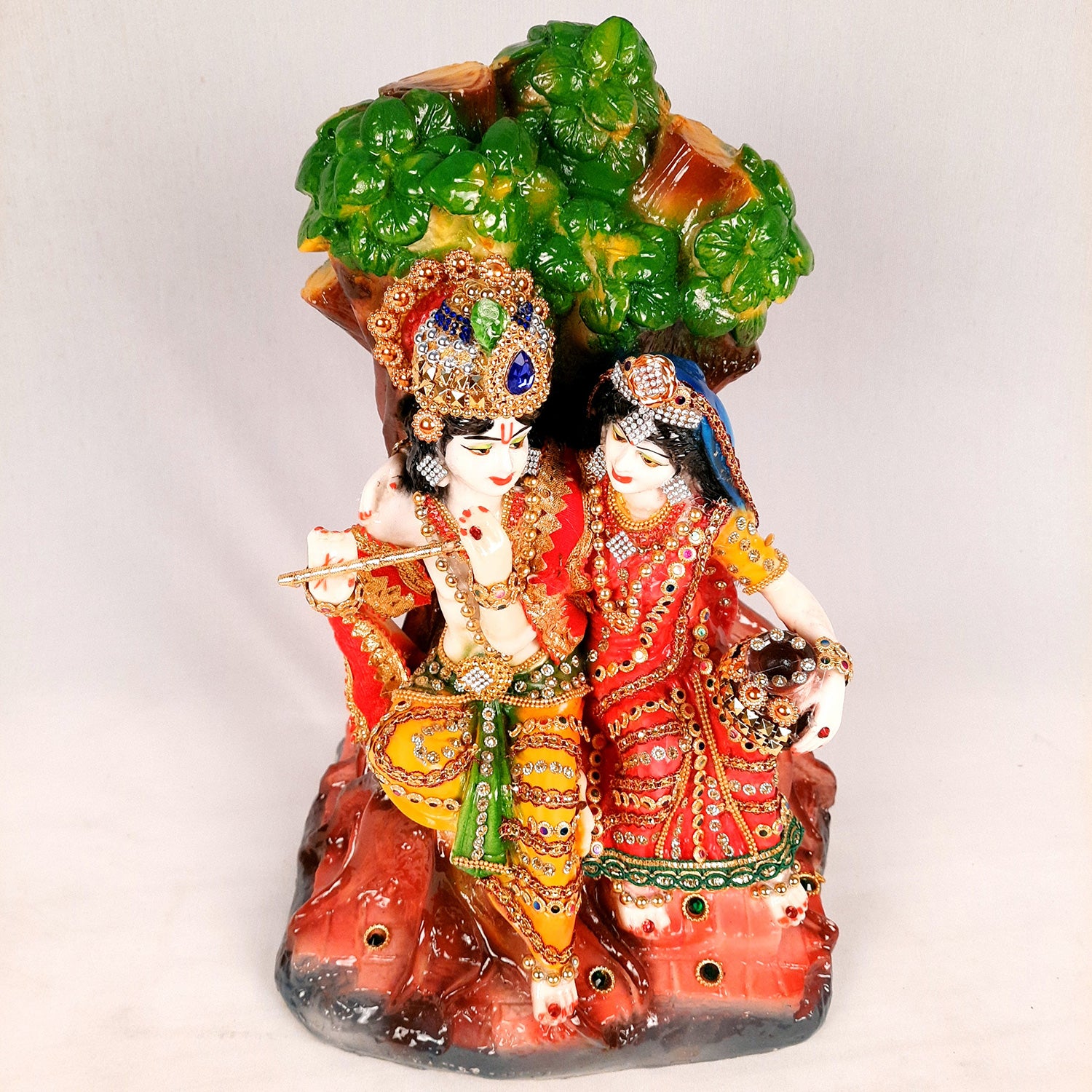 Beautiful Radha Krishna Murti for Home & Pooja - 13 Inches- Apkamart