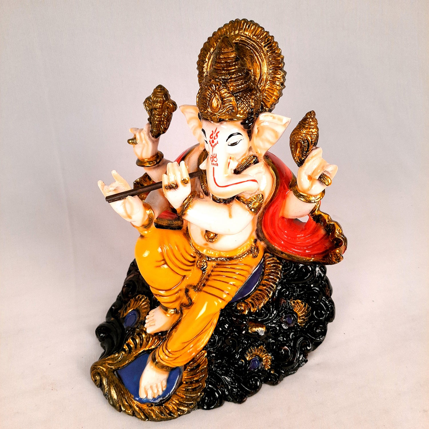 Ganesh Murti | Ganpati Idol with Bansuri for Home & Pooja - 9 Inch- apkamart