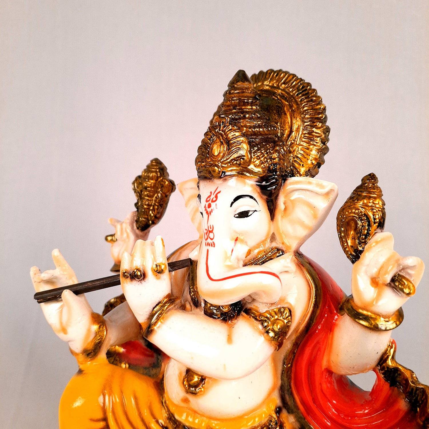 Ganesh Murti | Ganpati Idol with Bansuri for Home & Pooja - 9 Inch- apkamart