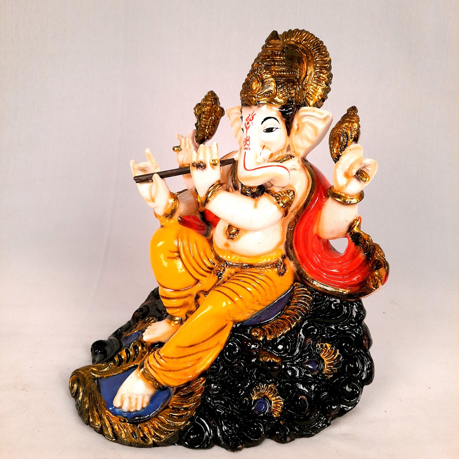 Ganesh Murti | Ganpati Idol with Bansuri for Home & Pooja - 9 Inch- apkamart