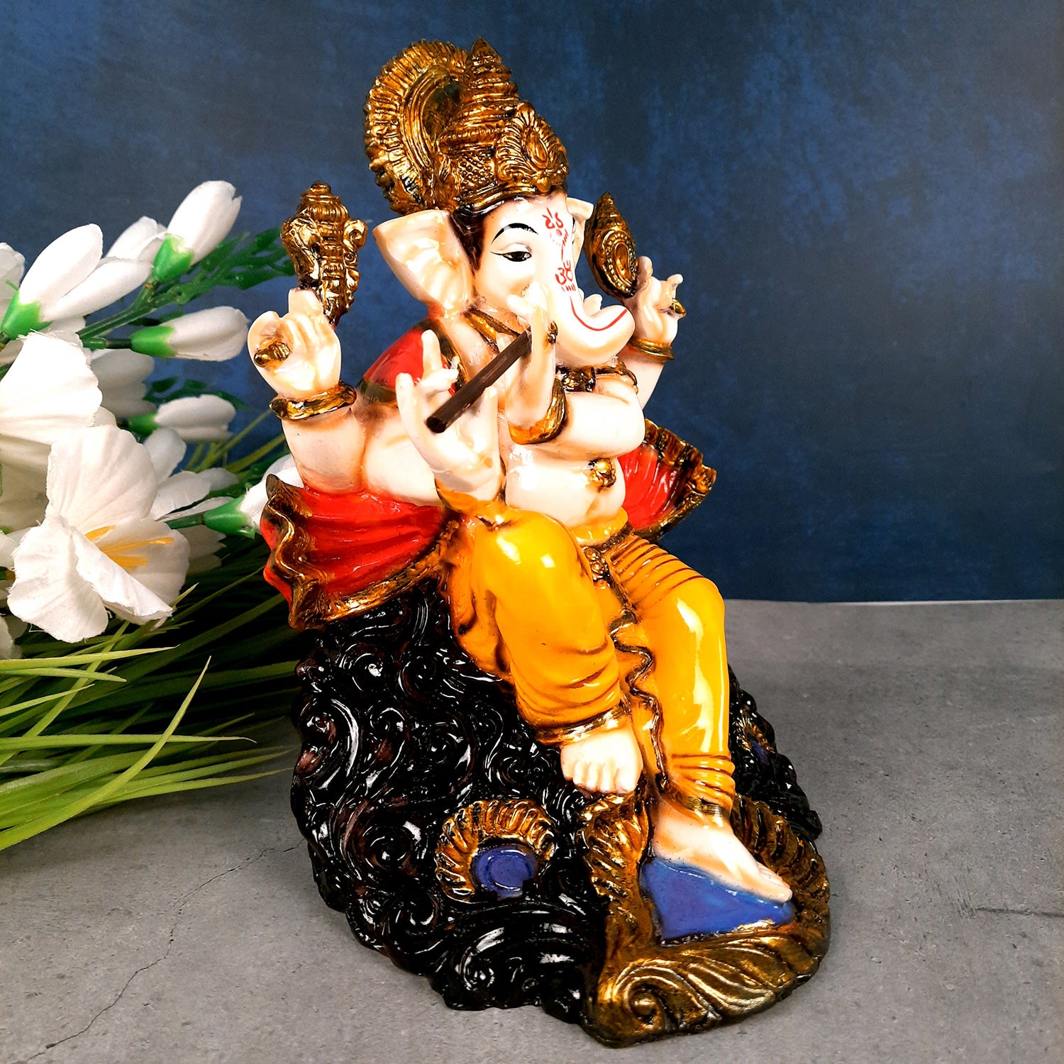 Ganesh Murti | Ganpati Idol with Bansuri for Home & Pooja - 9 Inch- apkamart