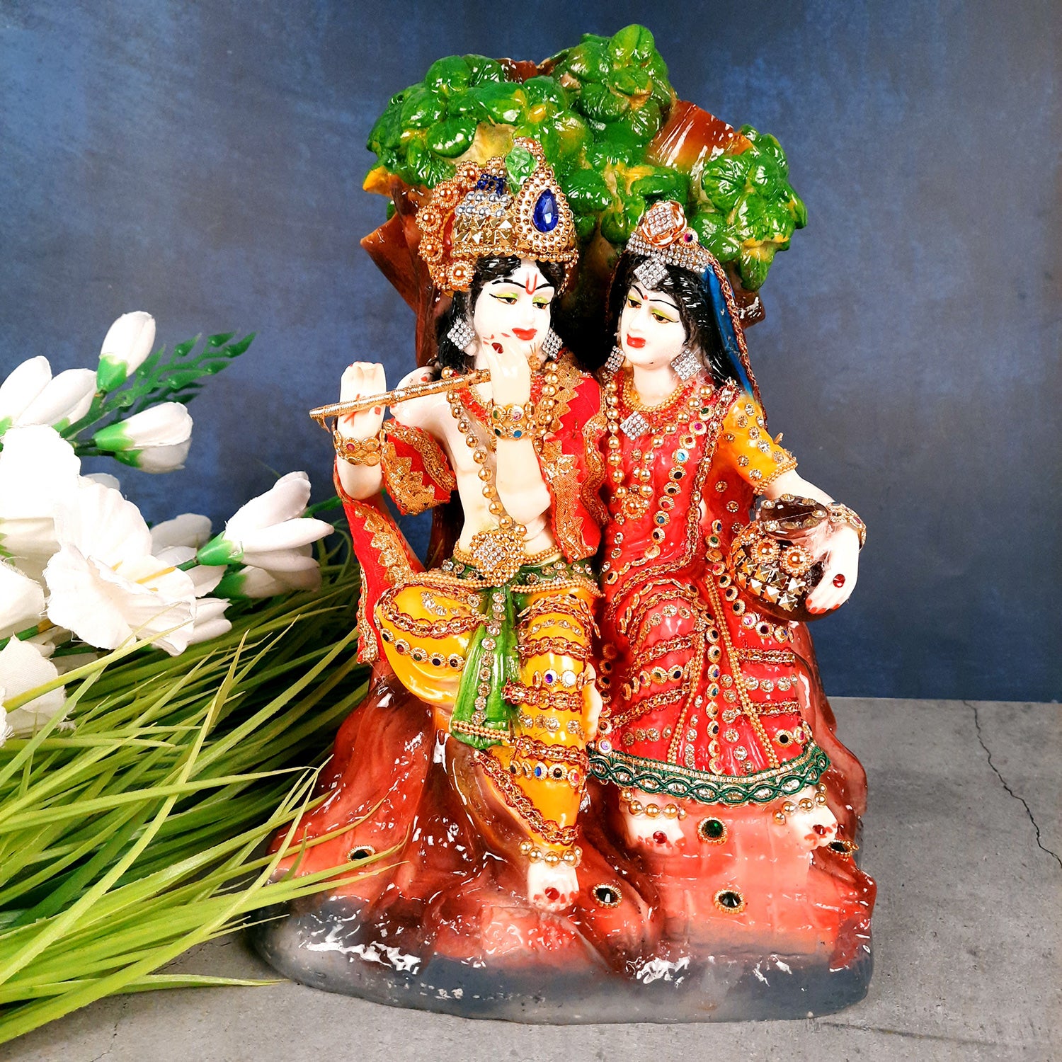 Beautiful Radha Krishna Murti for Home & Pooja - 13 Inches- Apkamart