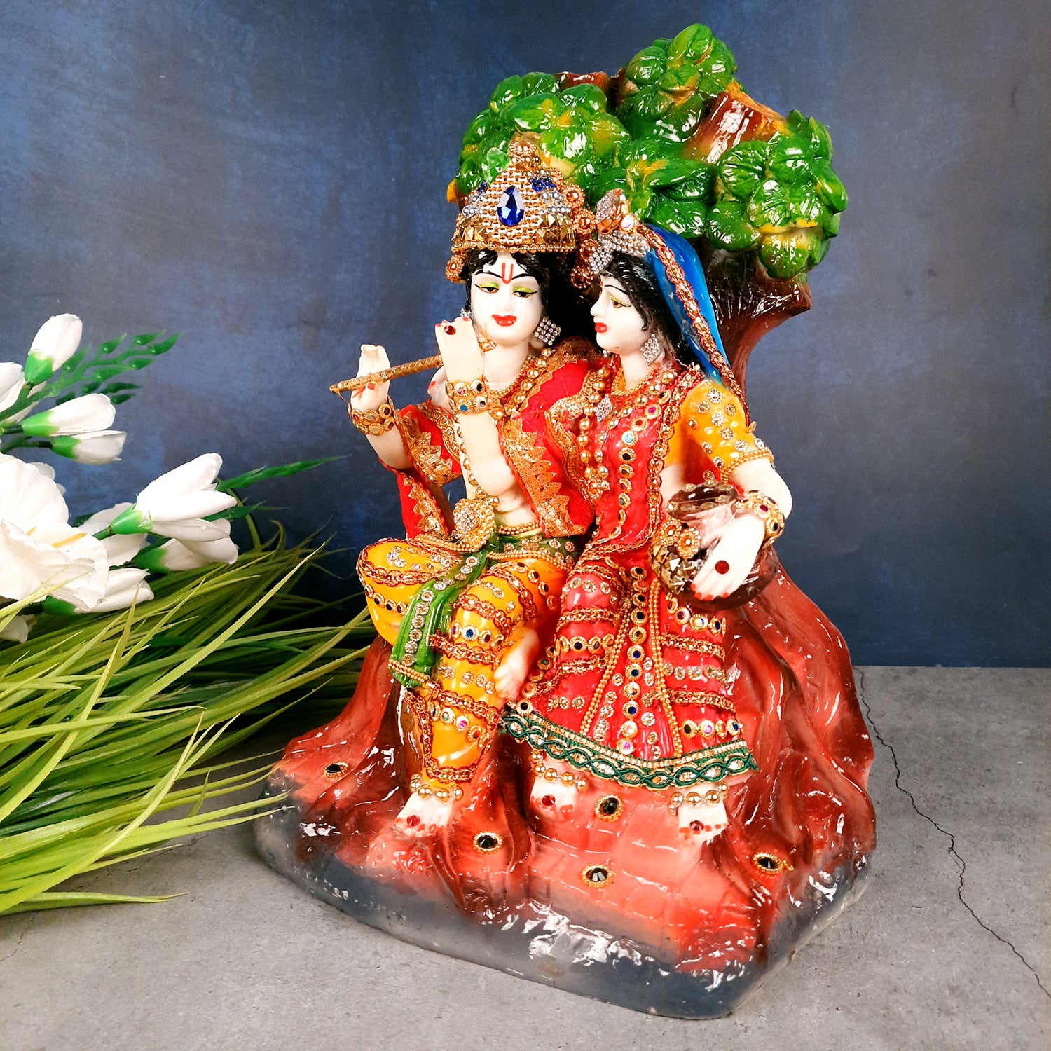 Beautiful Radha Krishna Murti for Home & Pooja - 13 Inches- Apkamart