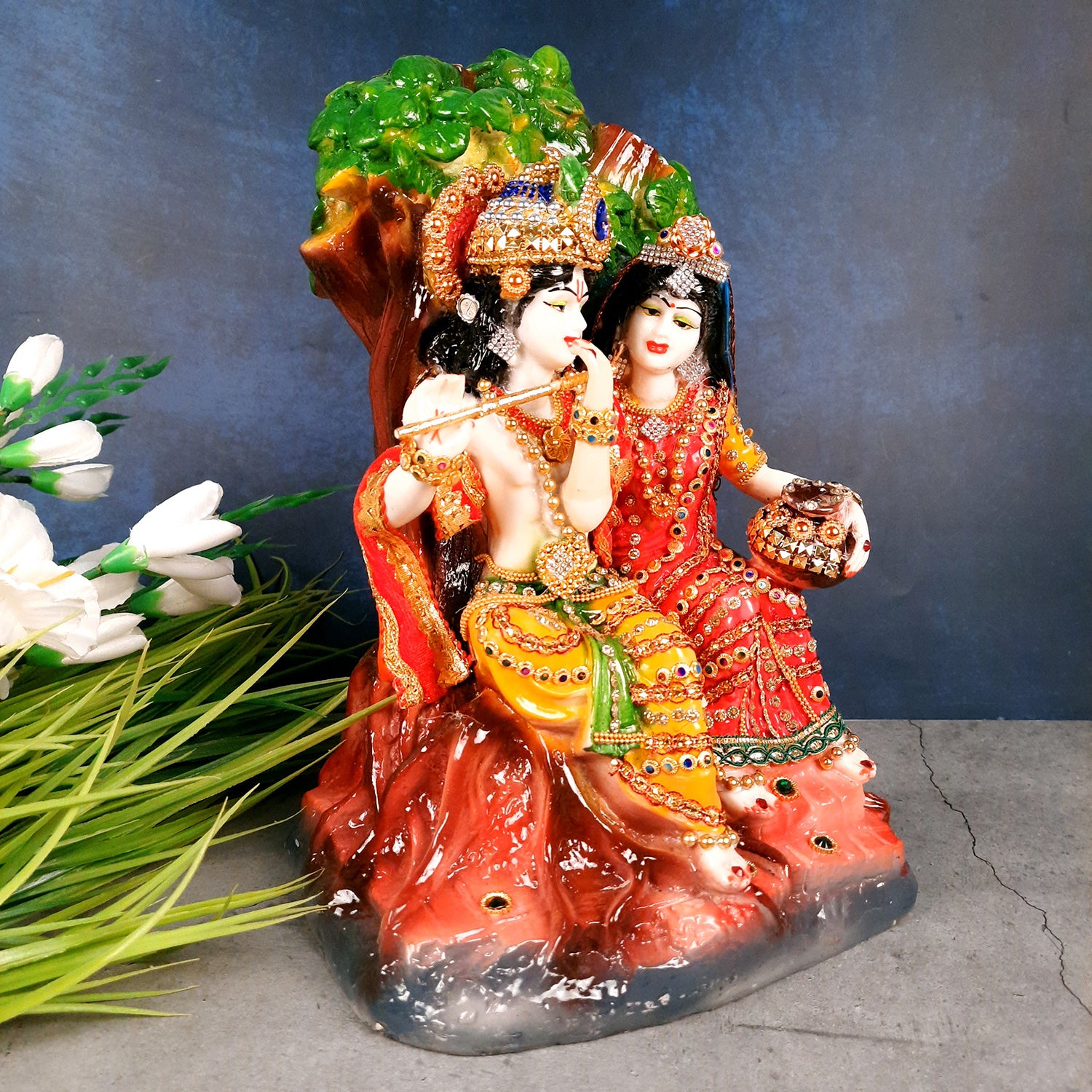 Beautiful Radha Krishna Murti for Home & Pooja - 13 Inches- Apkamart