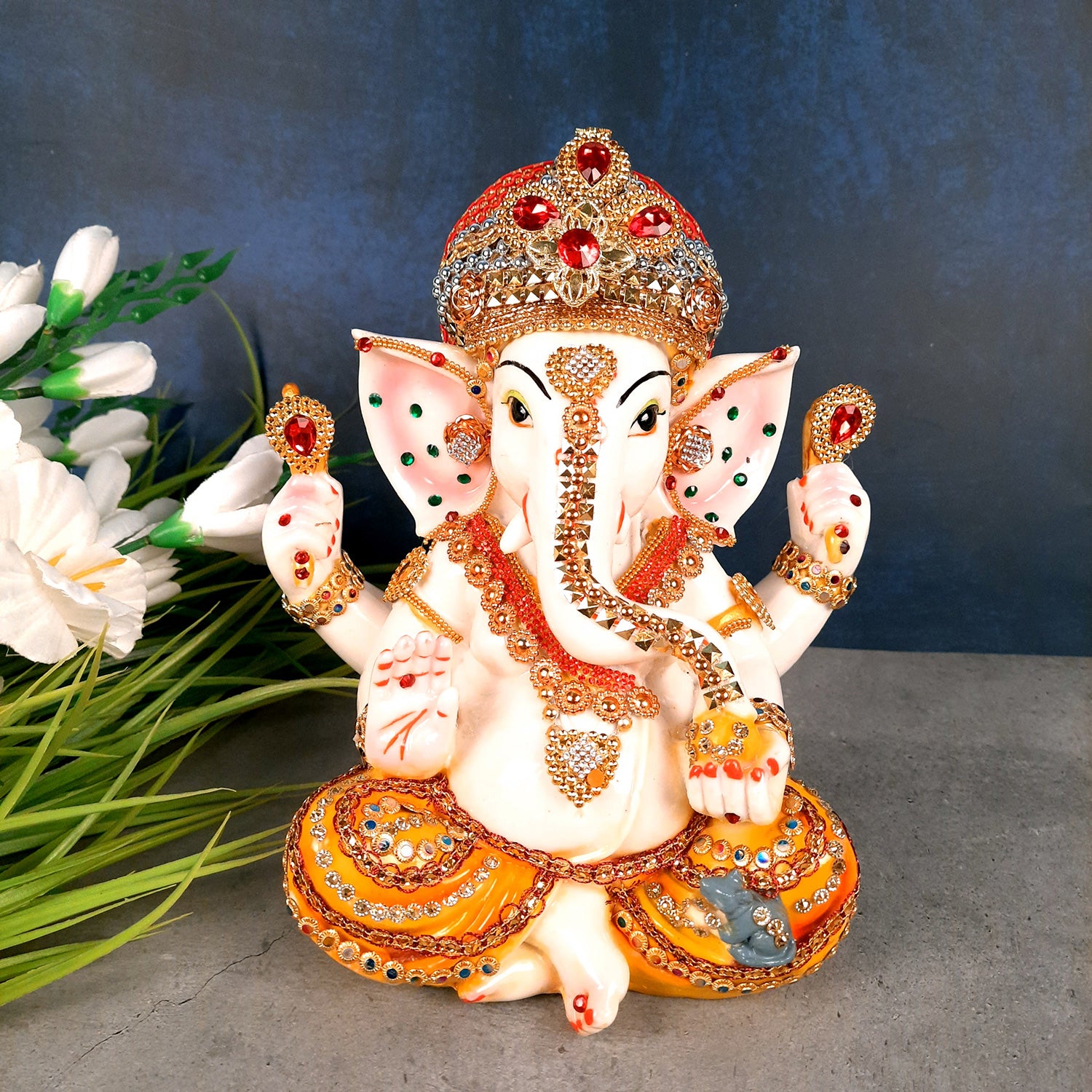 Ganpati Murti | Decorative Ganesh Murti for Home & Pooja - 9 Inch- apkamart