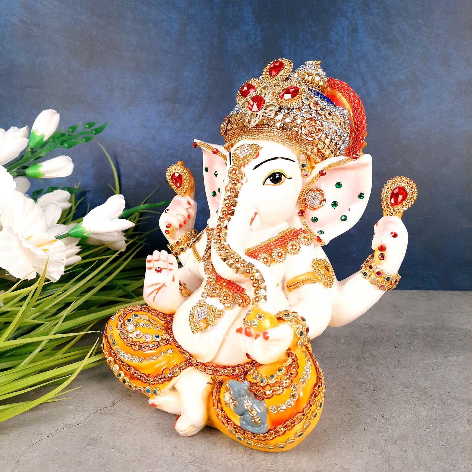 Ganpati Murti | Decorative Ganesh Murti for Home & Pooja - 9 Inch- apkamart