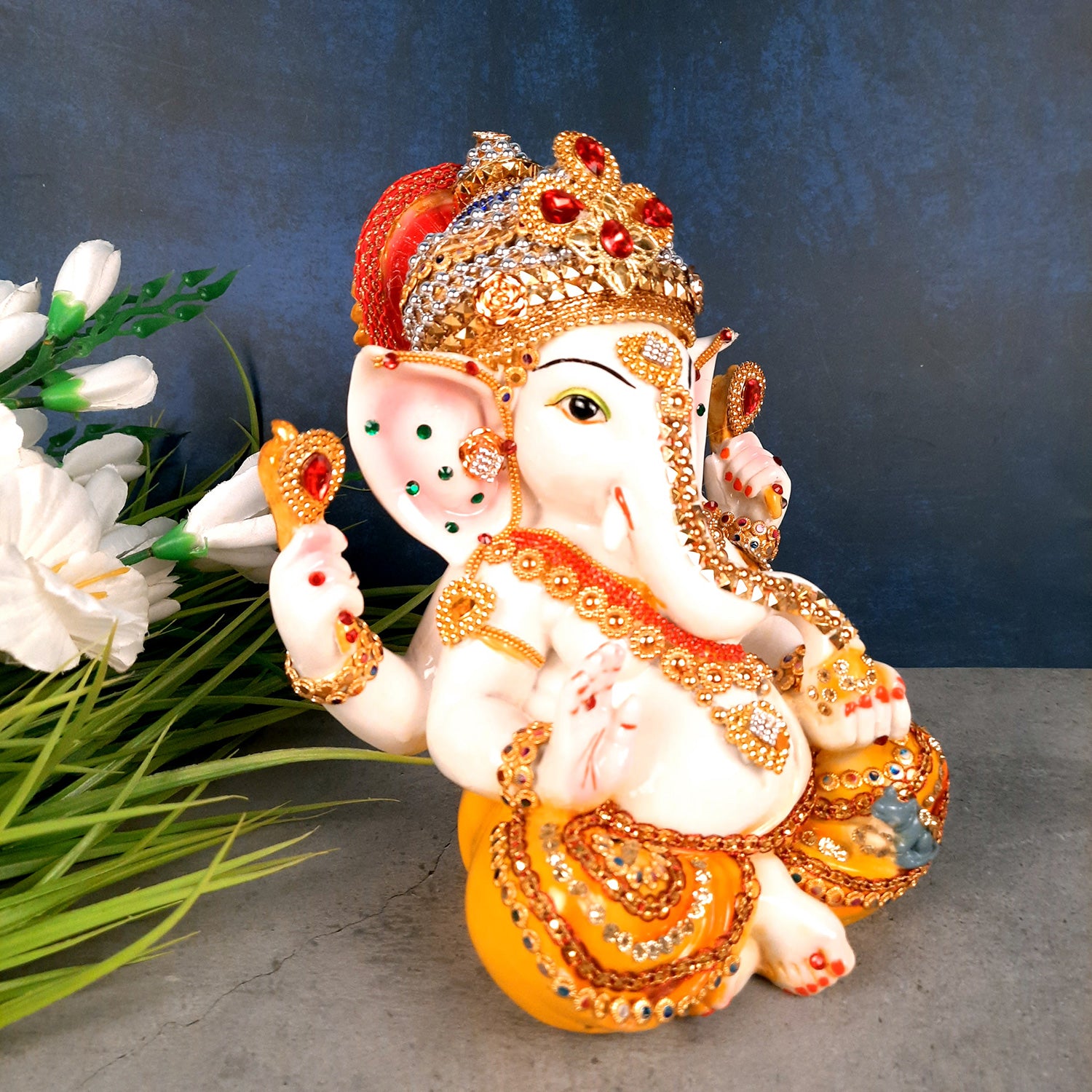 Ganpati Murti | Decorative Ganesh Murti for Home & Pooja - 9 Inch- apkamart