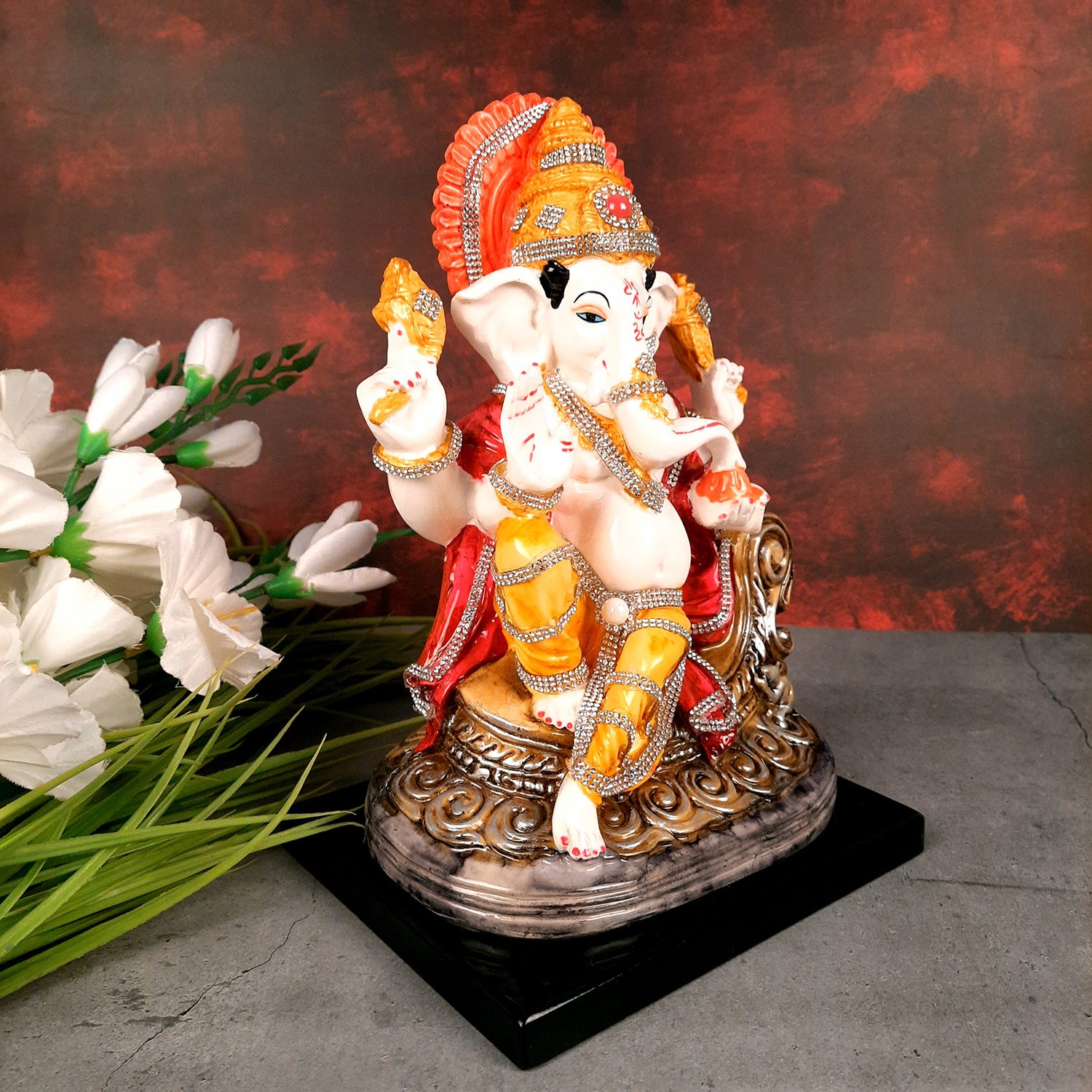 Sinhasan Ganpati Idol | Ganesh Murti for Ganesh Chaturthi - 11 Inch- apkamart