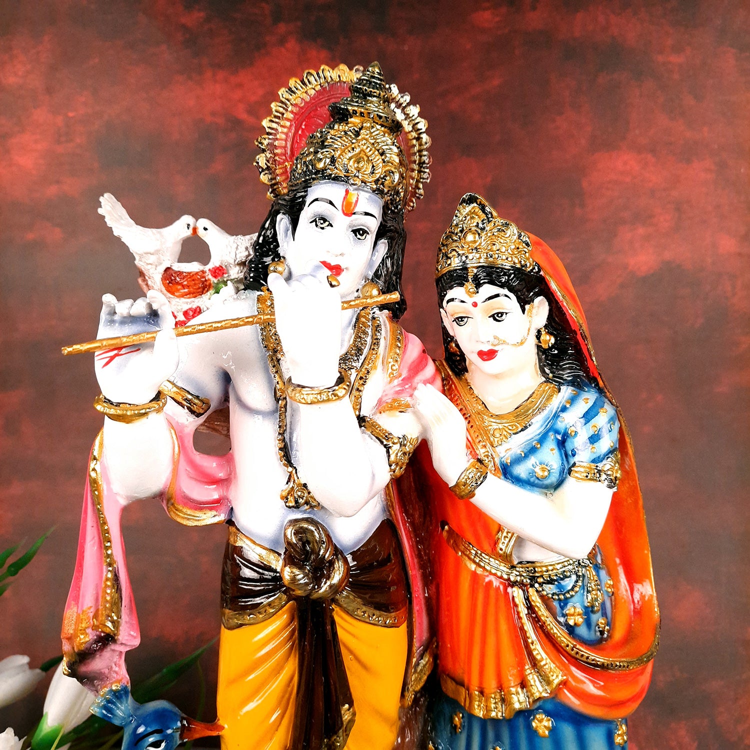 Radha Krishna Statue | Radha Krishna Murti with Peacock - For Table Decor & Gifts - 16 Inch- Apkamart