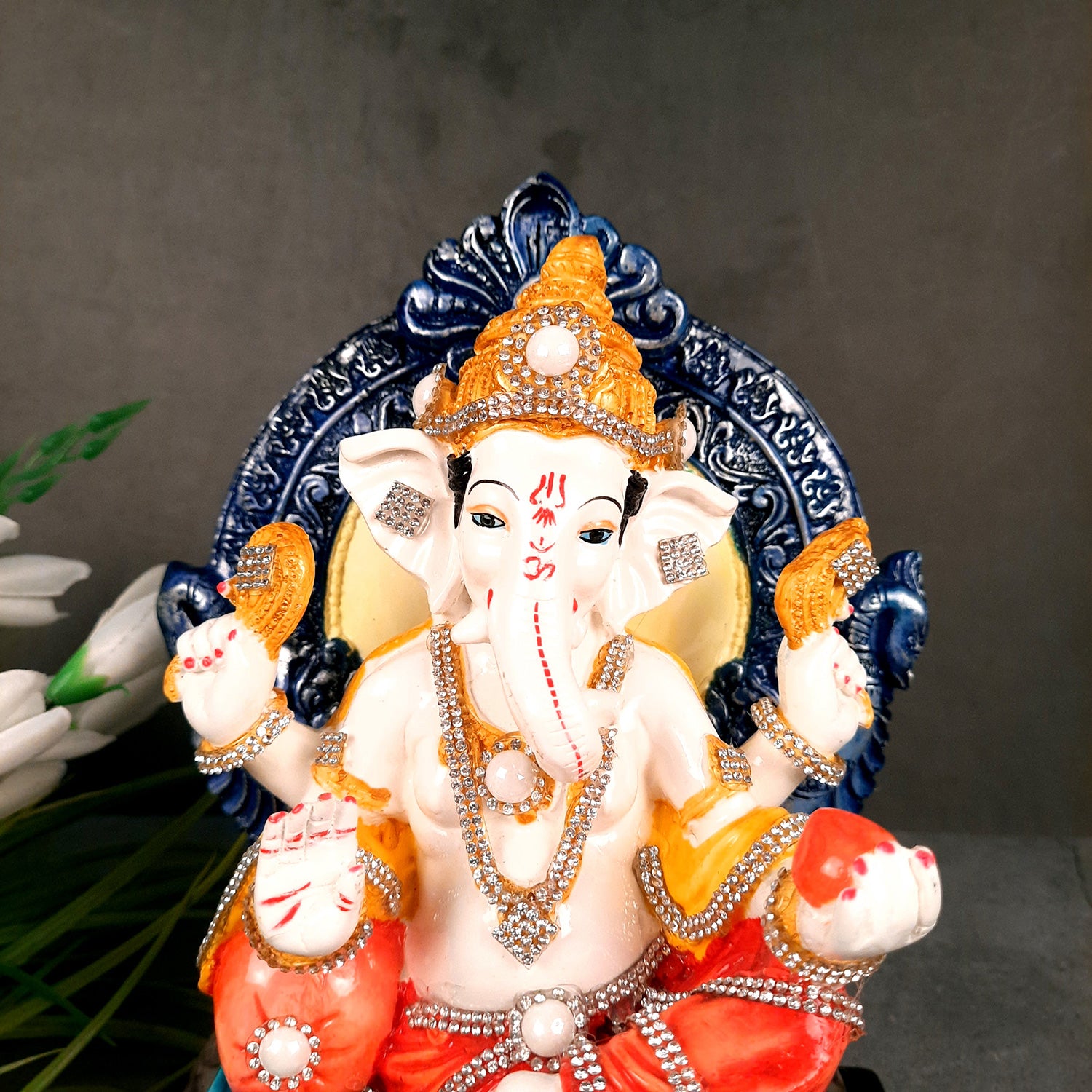 Sinhasan Ganpati Murti | Ganesh Statue for Home & Pooja - 10 Inch- apkamart