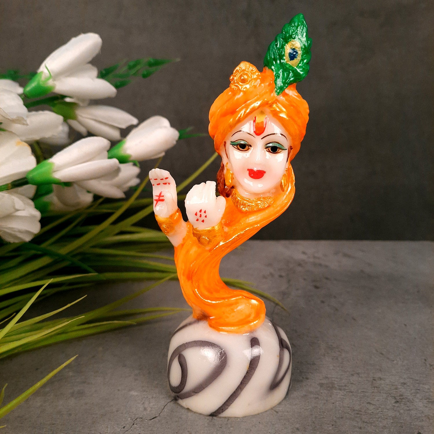 Lord Krishna Statue - for Home & for Car Dashboard - 6 Inch-Apkamart #Color_Orange