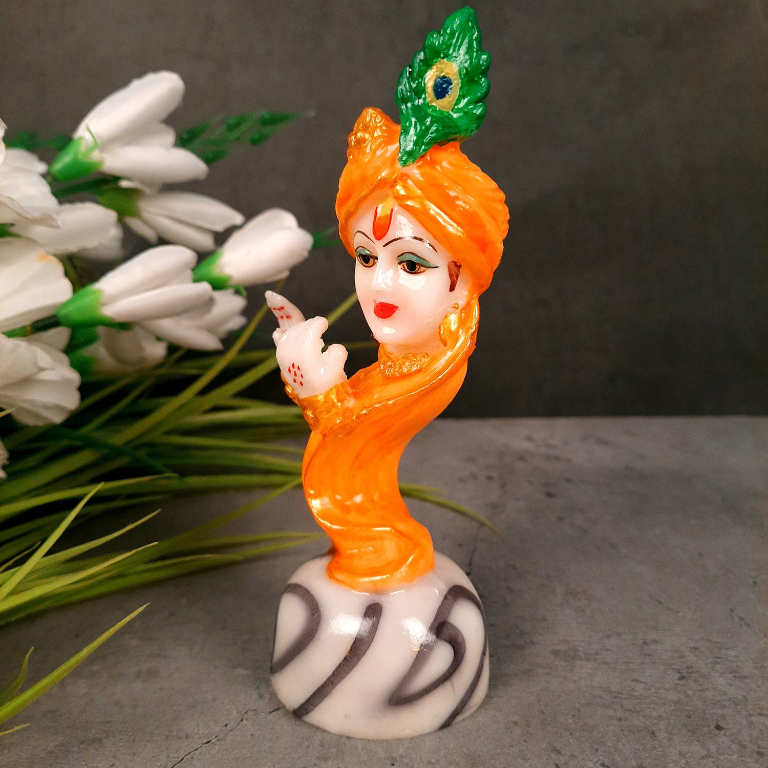 Lord Krishna Statue - for Home & for Car Dashboard - 6 Inch-Apkamart #Color_Orange