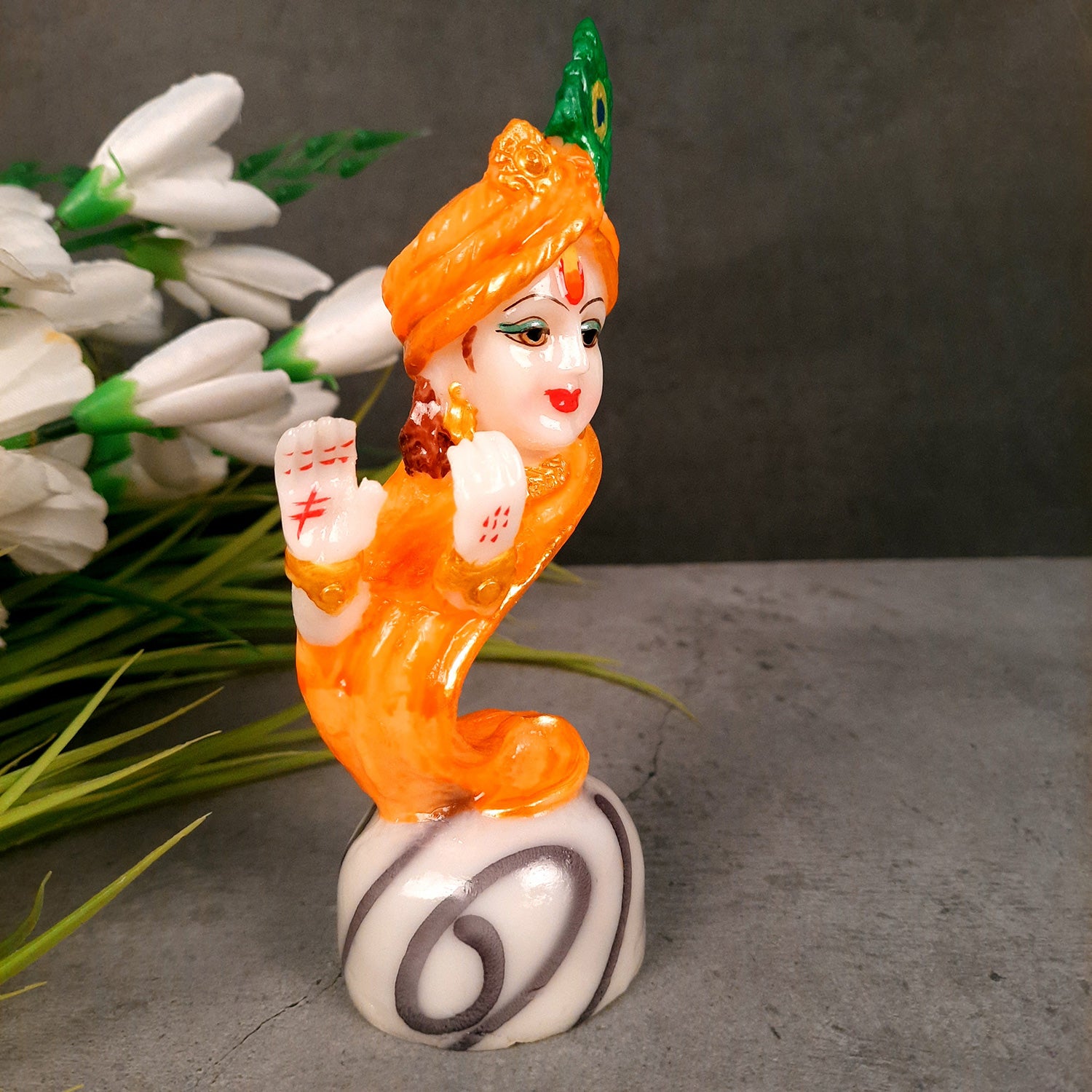 Lord Krishna Statue - for Home & for Car Dashboard - 6 Inch-Apkamart #Color_Orange
