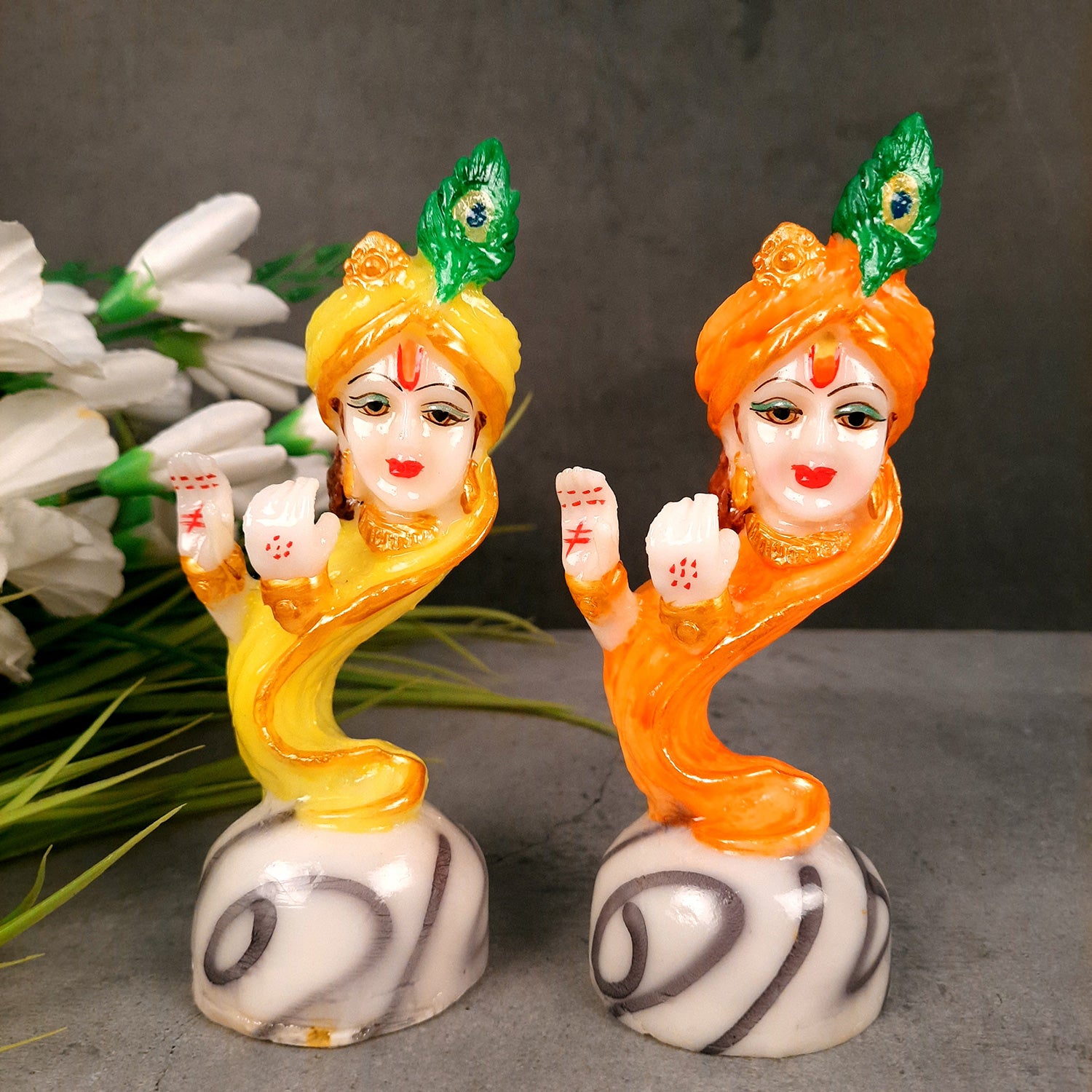 Radha Krishna Statue - For Home & Puja Temple - 6 inch (Set of 2)- Apkamart