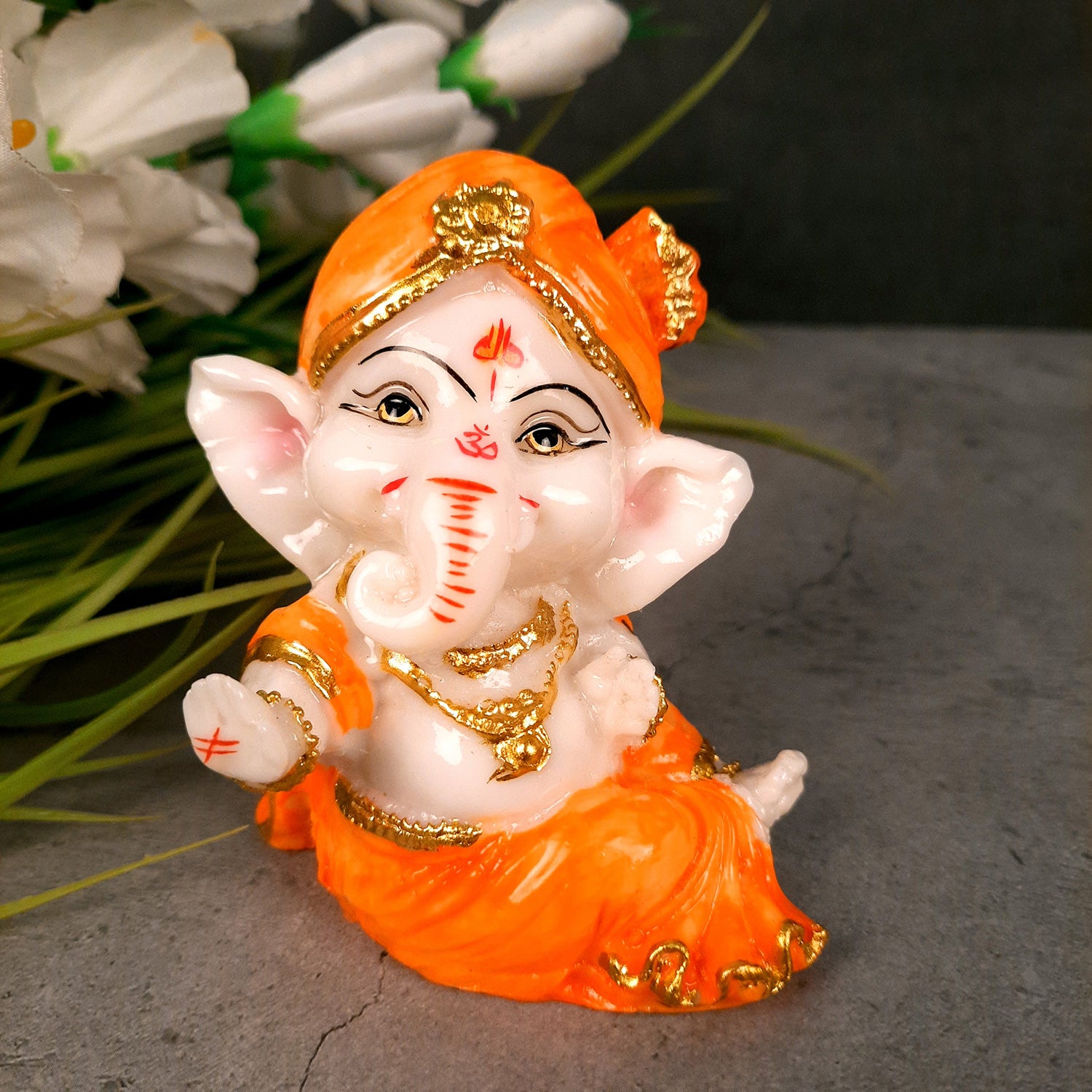Ganpati Idol | Ganesha for Car Dashboard - 4 inch (Set of 3)- Apkamart