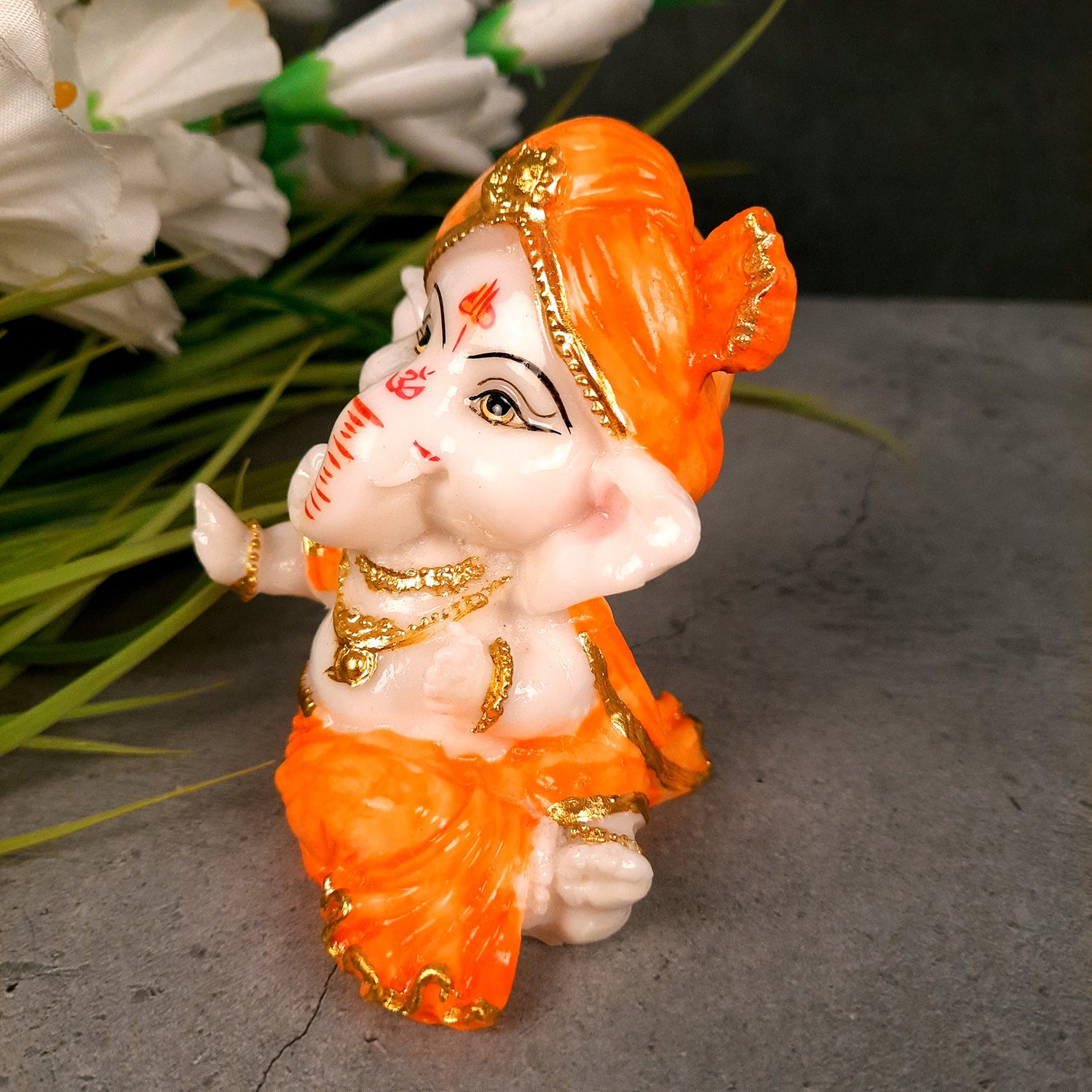 Ganpati Idol | Ganesha for Car Dashboard - 4 inch (Set of 3)- Apkamart