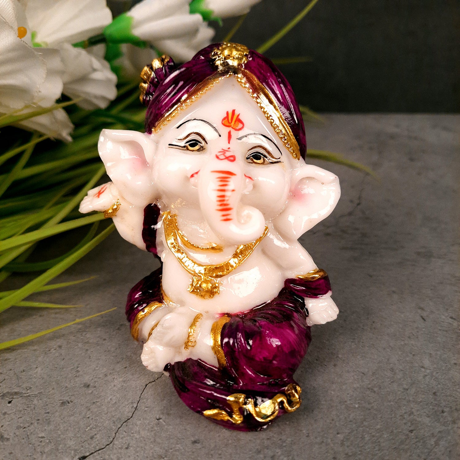 Ganpati Idol | Ganesha for Car Dashboard - 4 inch (Set of 3)- Apkamart