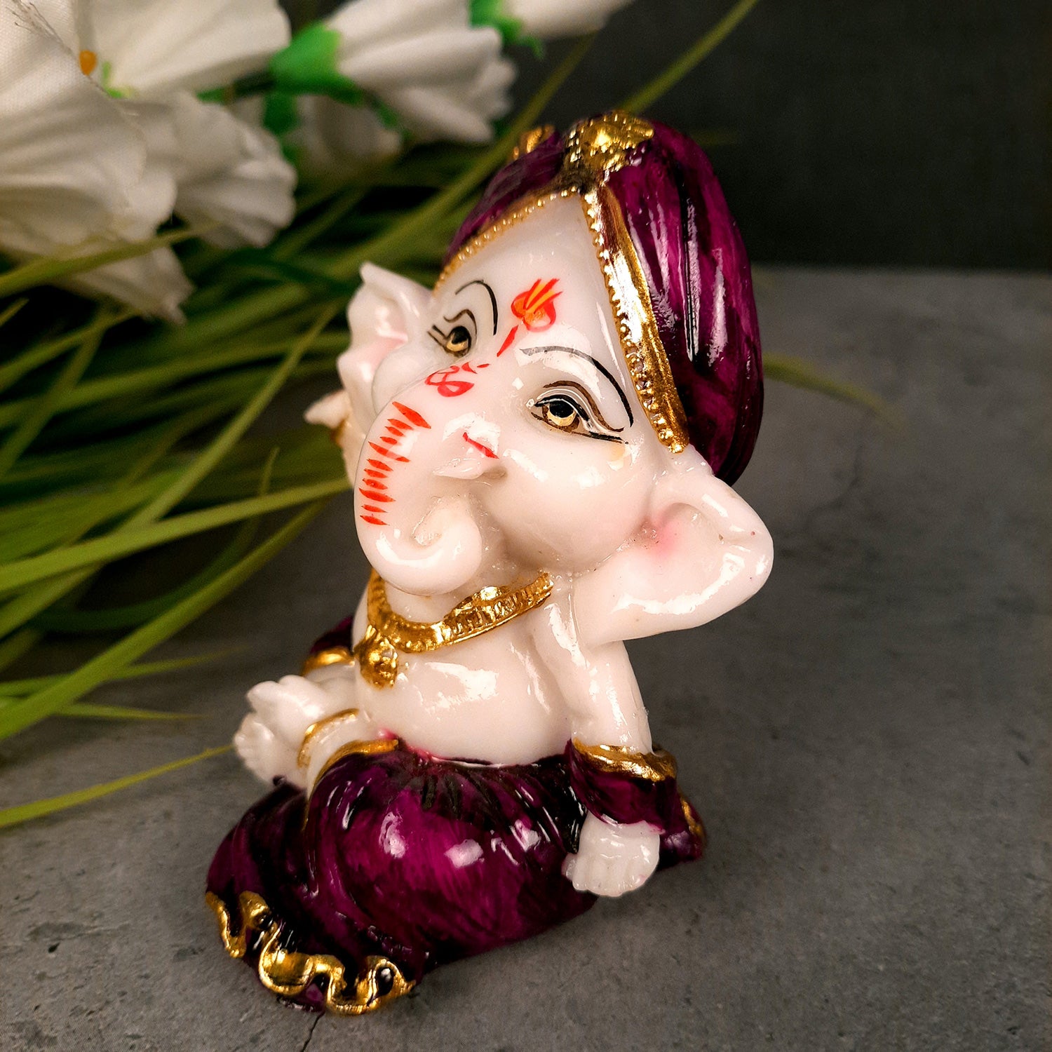 Ganpati Idol | Ganesha for Car Dashboard - 4 inch (Set of 3)- Apkamart
