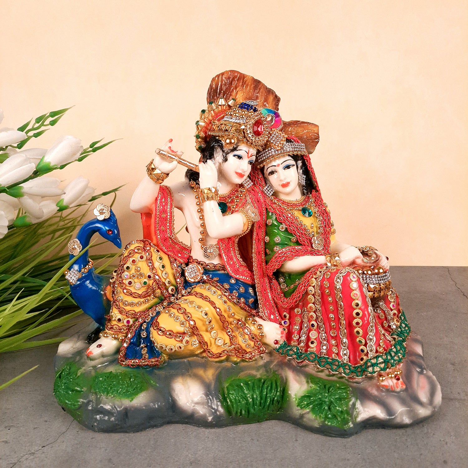 Beautiful Radha Krishna Murti | Radha Krishna Statue - For Home Decor & Gifts - 10 Inch- Apkamart