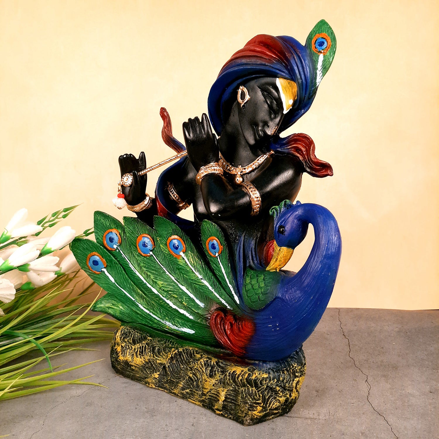 Radha Krishna Statue | Lord Krishna with Radha Idol for Home, Puja, Living Room & Office Decor | Decorative Hindu God Figurine for Spiritual & Religious Gift - 14 Inch - Apkamart #Style_Design 2