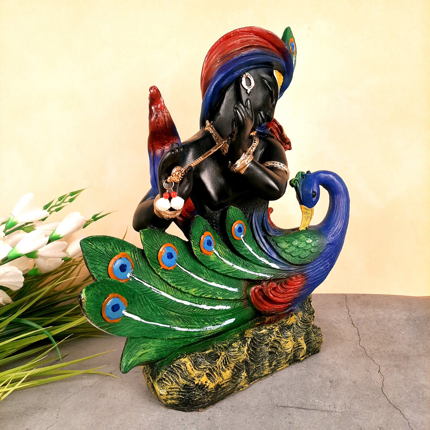 Radha Krishna Statue | Lord Krishna with Radha Idol for Home, Puja, Living Room & Office Decor | Decorative Hindu God Figurine for Spiritual & Religious Gift - 14 Inch - Apkamart #Style_Design 2