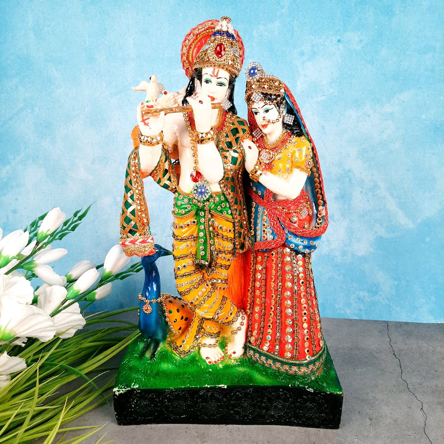 Radha Krishna Statue - Radha Krishna Murti for Home - 16 Inch- Apkamart