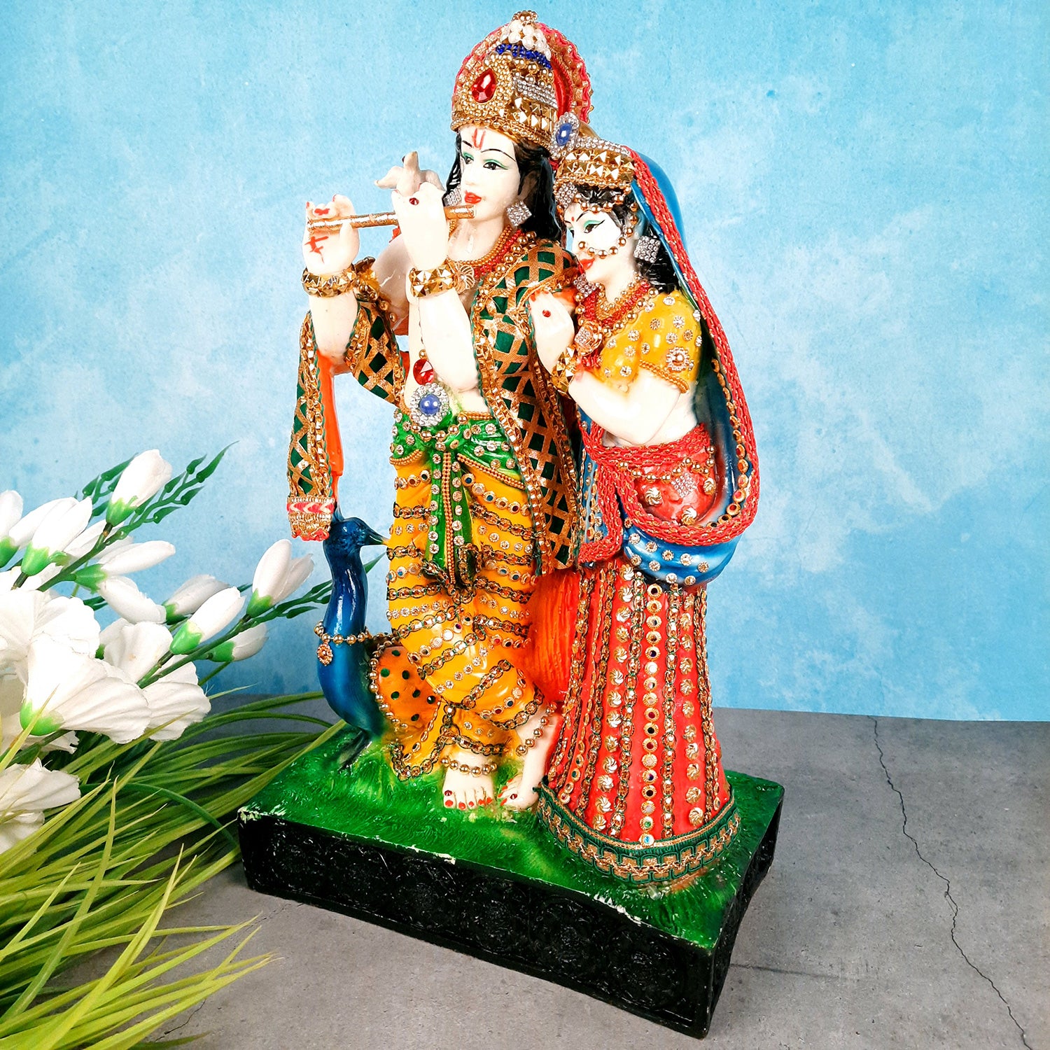 Radha Krishna Statue - Radha Krishna Murti for Home - 16 Inch- Apkamart