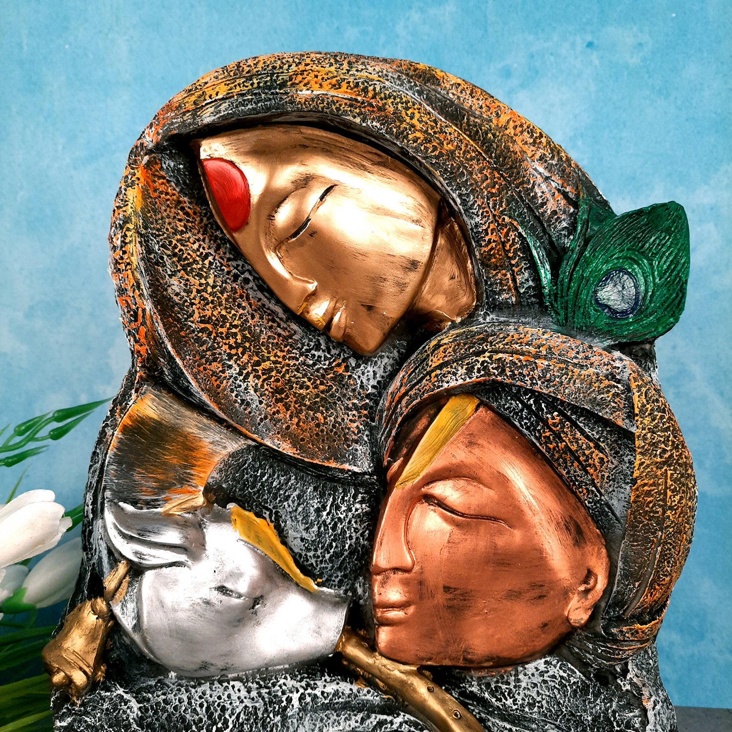 Radha Krishna Statue - For Living Room & Gifts - 15 Inch- Apkamart #Color_Copper