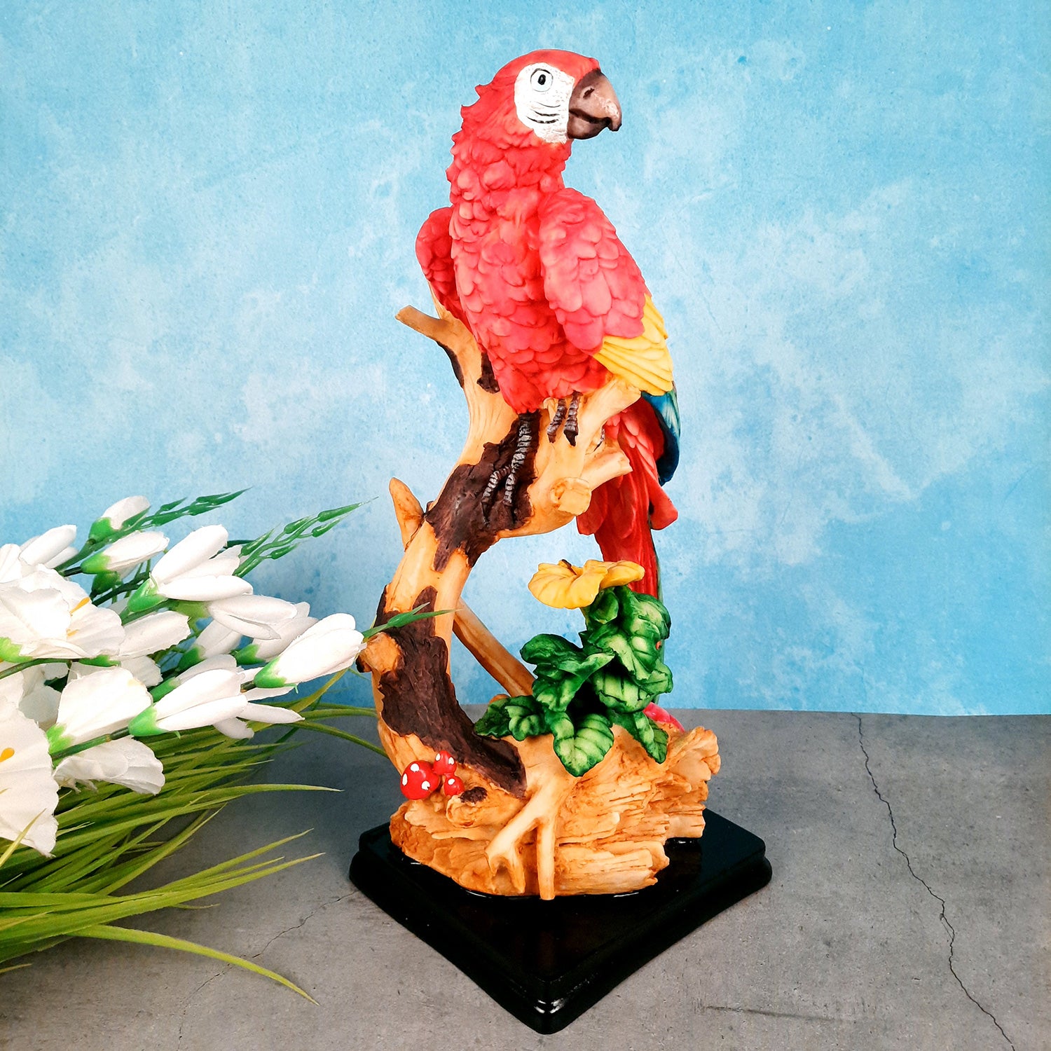 Parrot Showpiece | Animal Figurine - For Table Decor & Gifts - 16 Inch- Apkamart # Color_Red