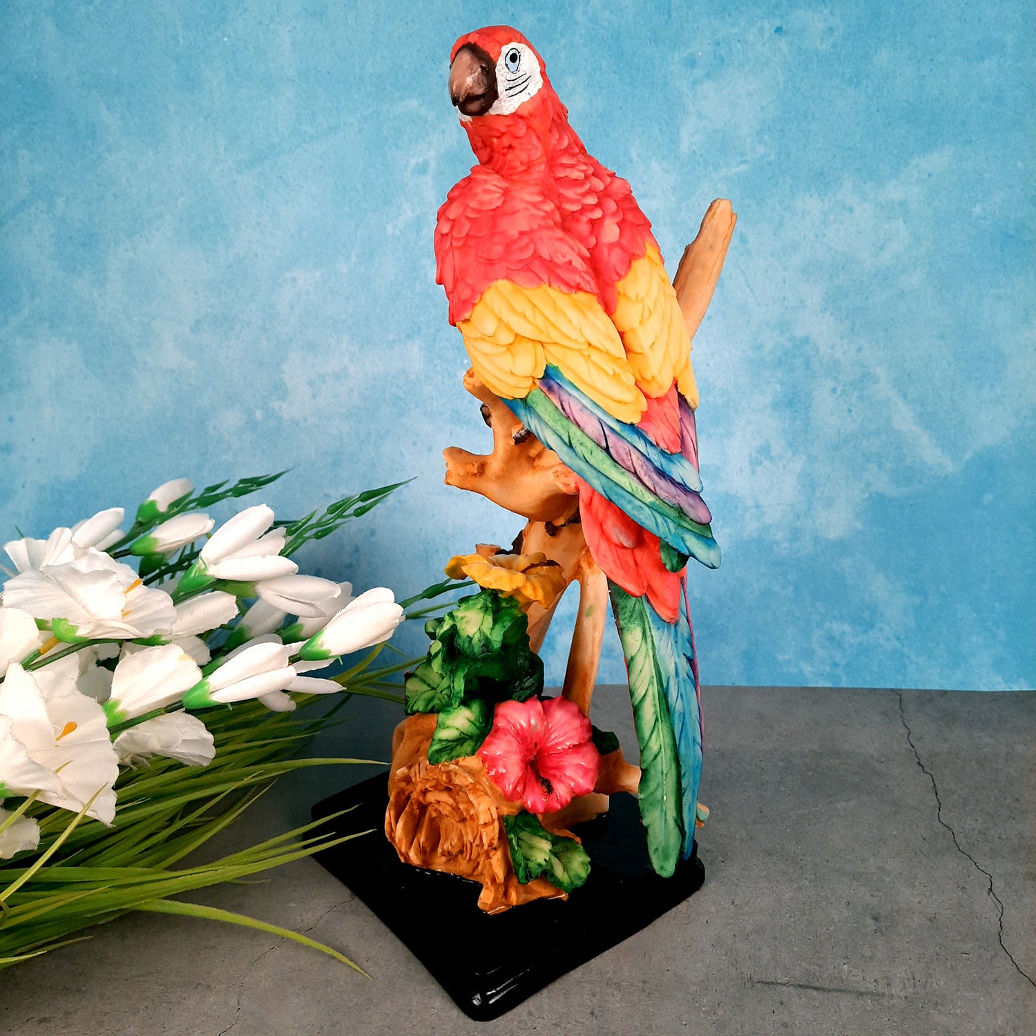 Parrot Showpiece | Animal Figurine - For Table Decor & Gifts - 16 Inch- Apkamart # Color_Red