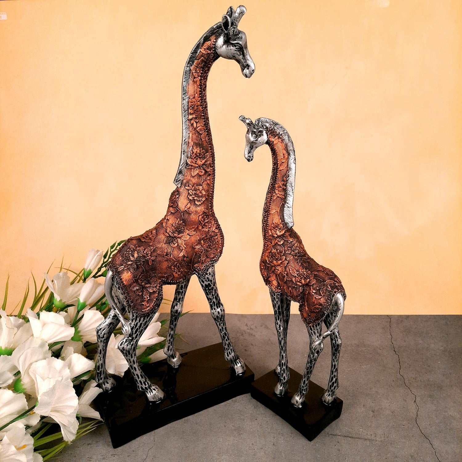 Giraffe Set Showpiece - For Home Decor & Gifts - 15 Inch (Set of 2)- Apkamart