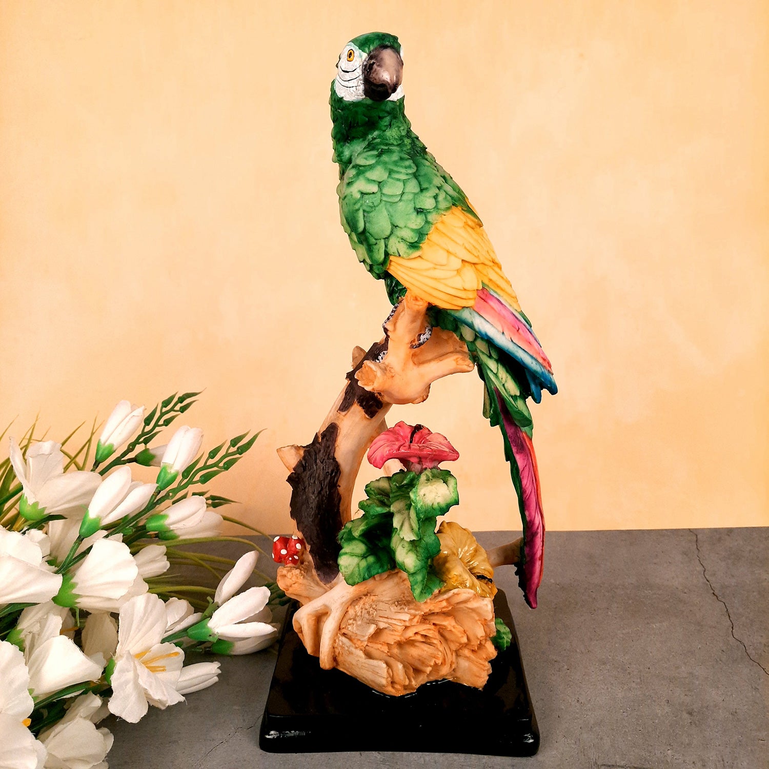 Parrot Showpiece | Animal Figurine - For Table Decor & Gifts - 16 Inch- Apkamart # Color_Green