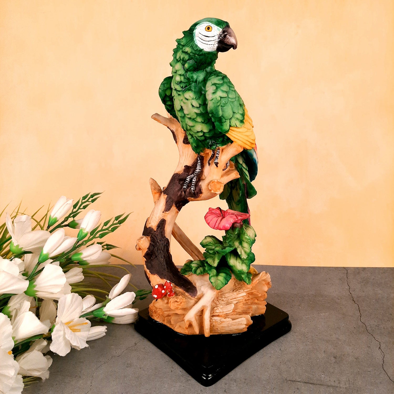 Parrot Showpiece | Animal Figurine - For Table Decor & Gifts - 16 Inch- Apkamart # Color_Green