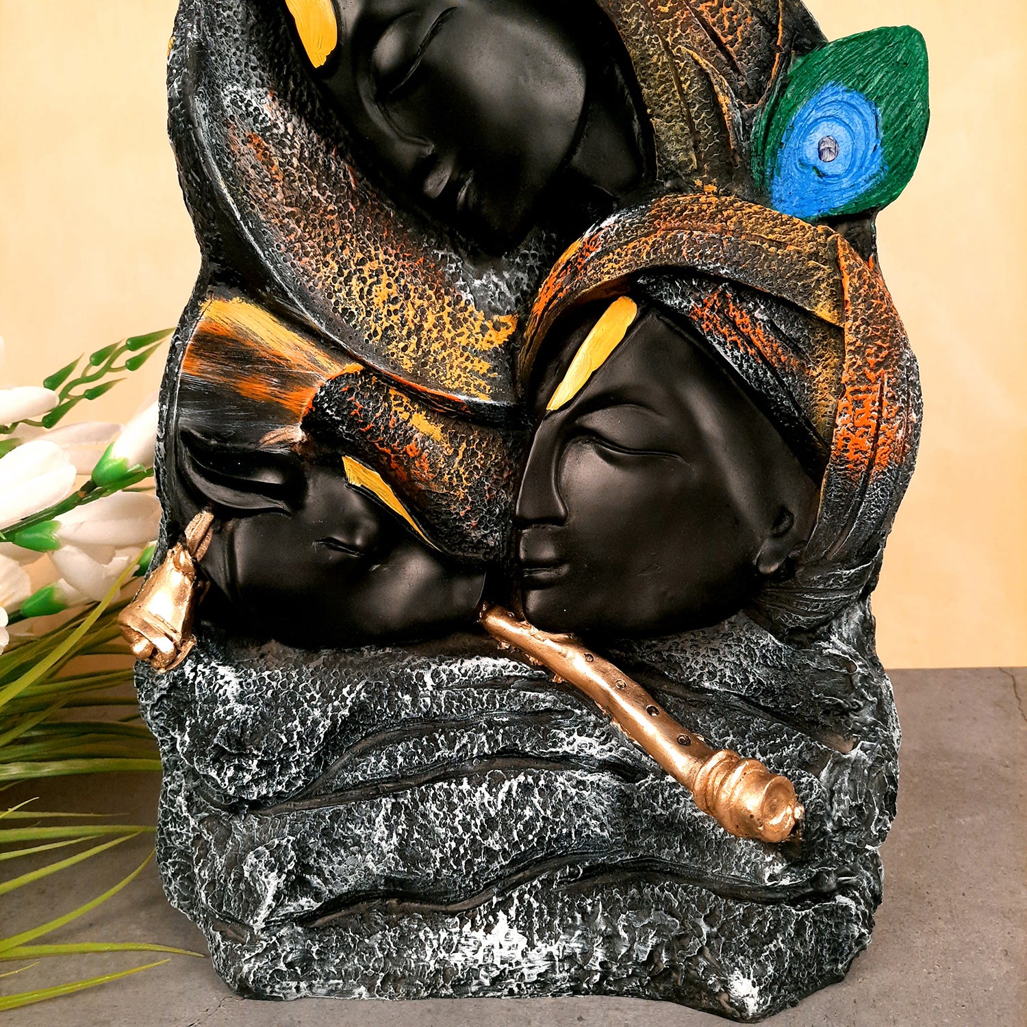 Radha Krishna Statue - For Living Room & Gifts - 15 Inch- Apkamart #Color_Black