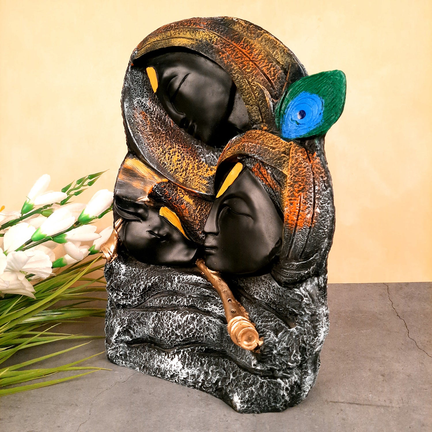 Radha Krishna Statue - For Living Room & Gifts - 15 Inch- Apkamart #Color_Black