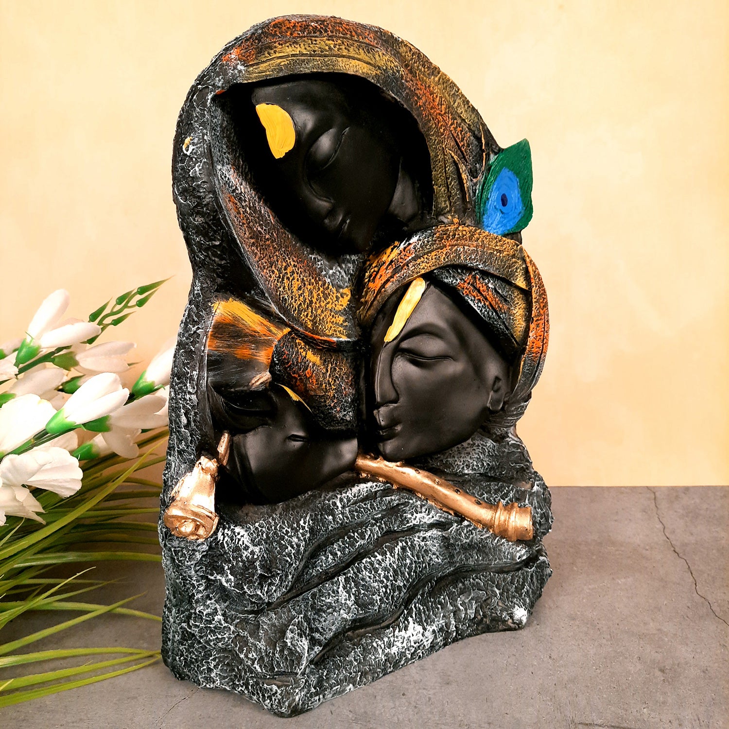 Radha Krishna Statue - For Living Room & Gifts - 15 Inch- Apkamart #Color_Black