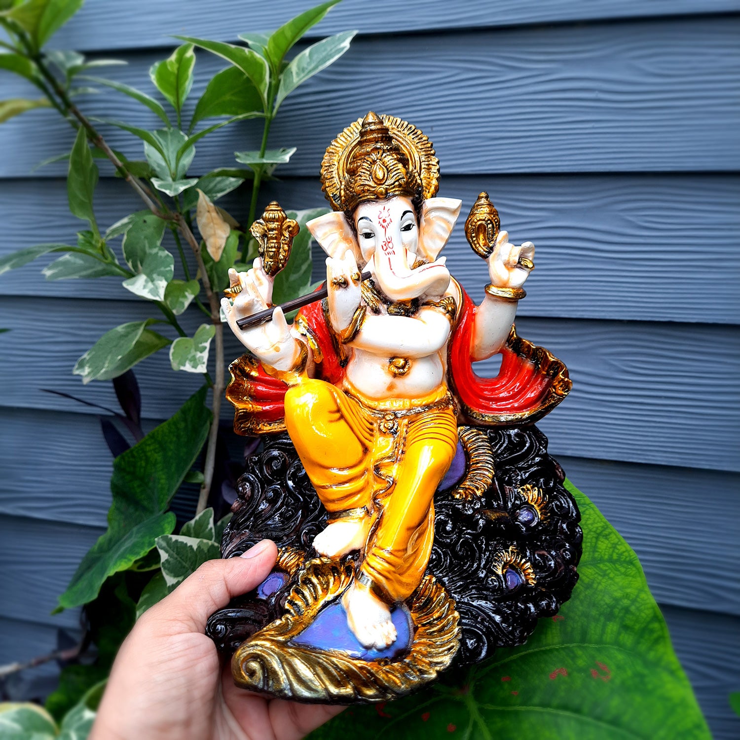 Ganesh Murti | Ganpati Idol with Bansuri for Home & Pooja - 9 Inch- apkamart