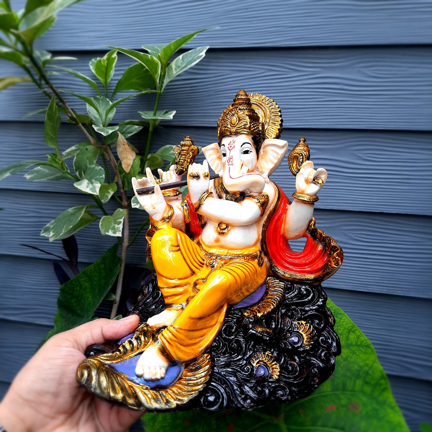 Ganesh Murti | Ganpati Idol with Bansuri for Home & Pooja - 9 Inch- apkamart