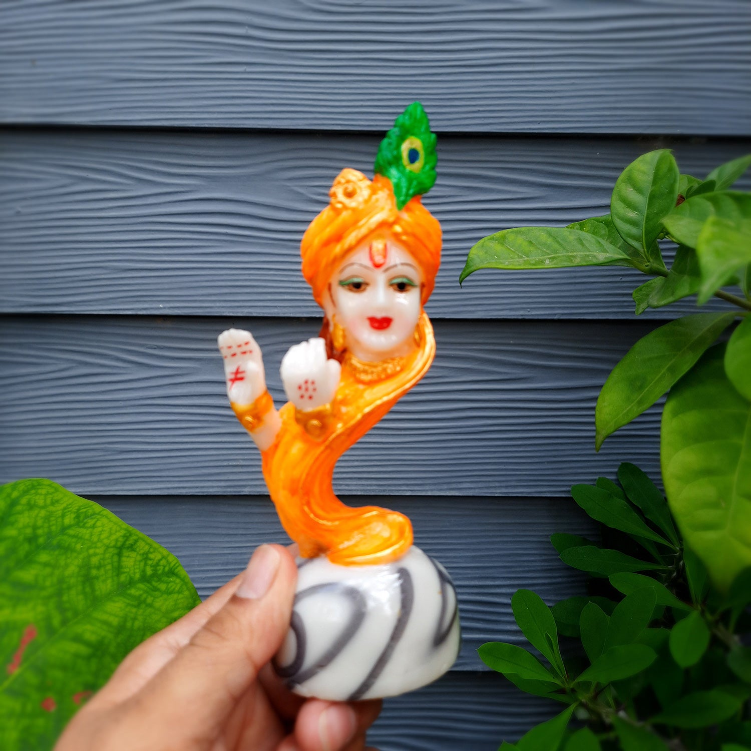 Lord Krishna Statue - for Home & for Car Dashboard - 6 Inch-Apkamart #Color_Orange