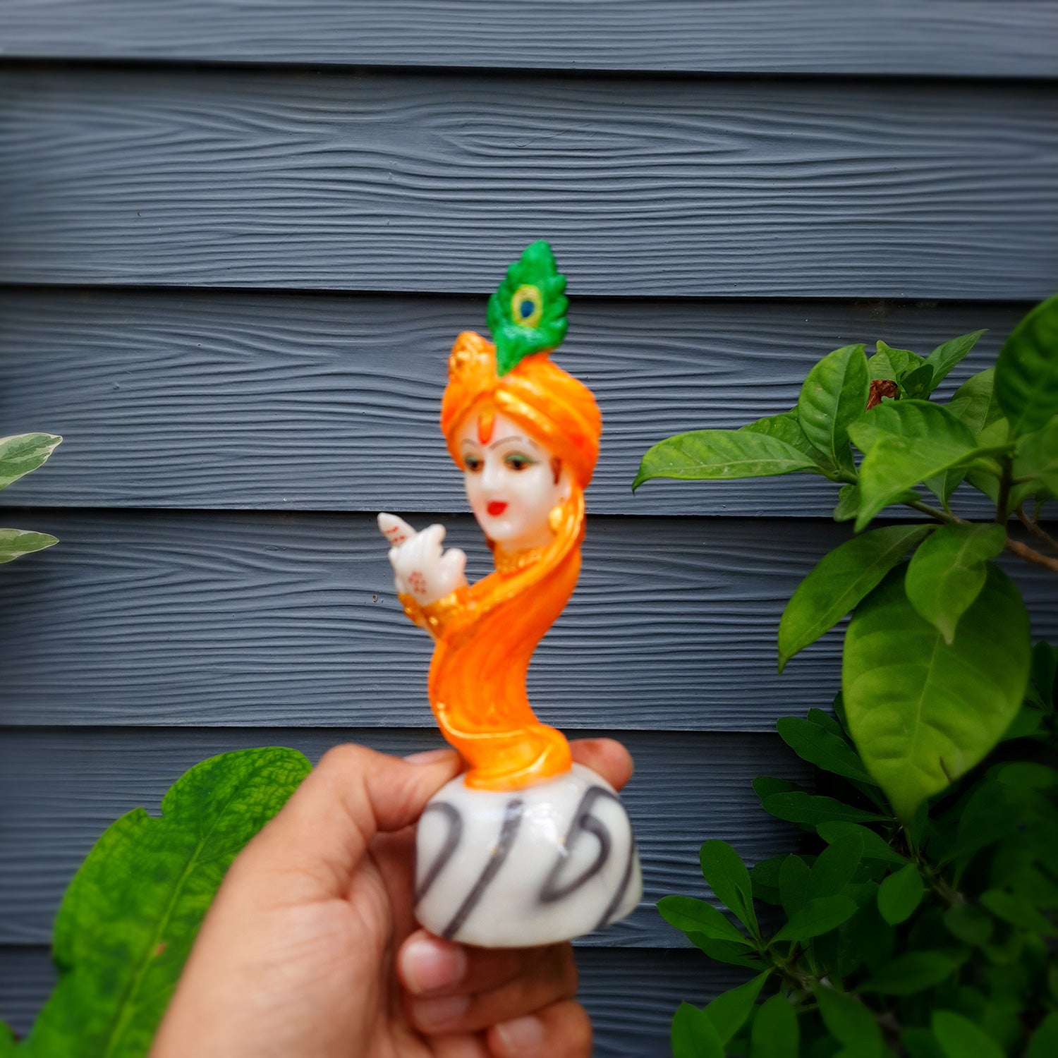 Lord Krishna Statue - for Home & for Car Dashboard - 6 Inch-Apkamart #Color_Orange