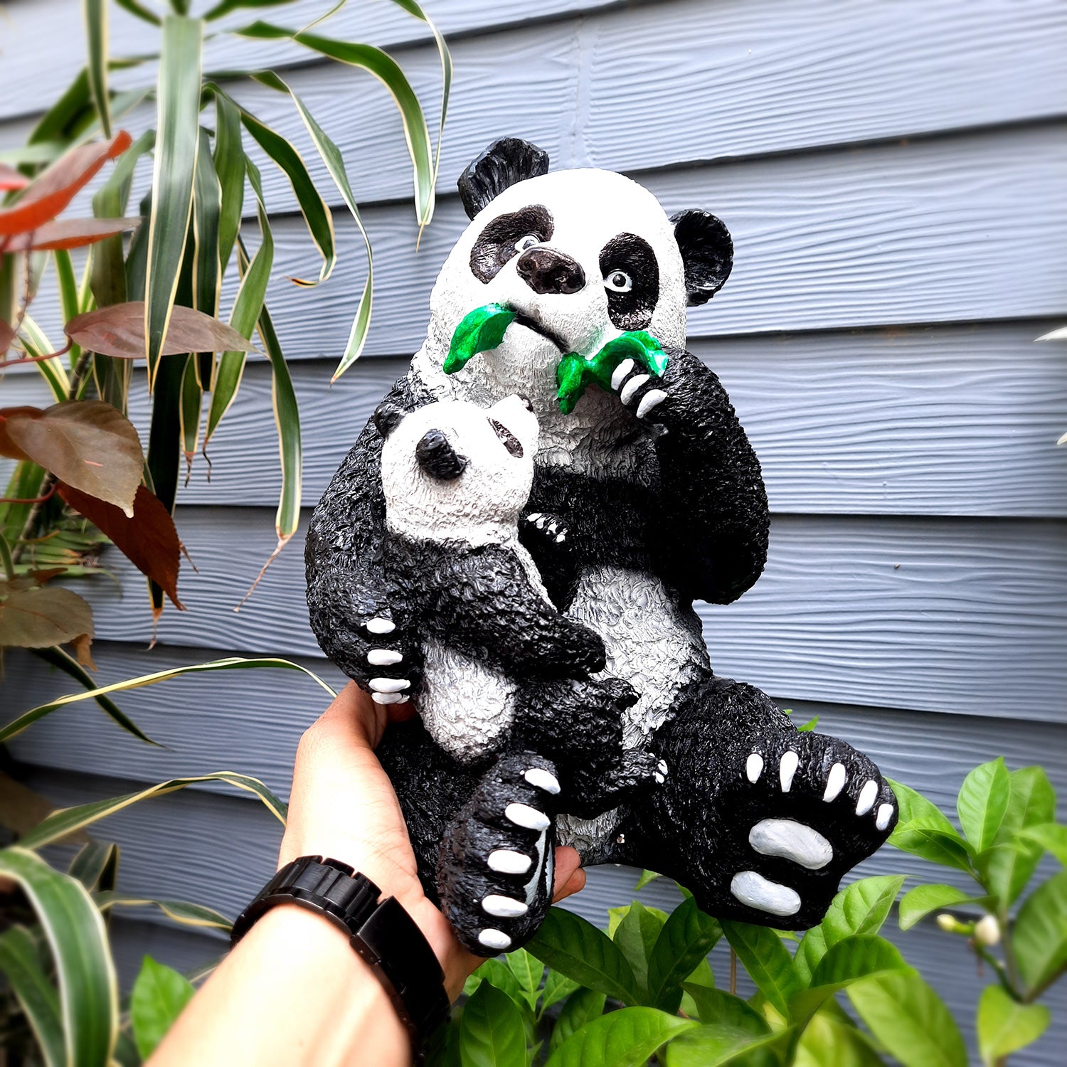 Panda with Baby Showpiece - For Table Decor & Living Room - 13 Inch- Apkamart